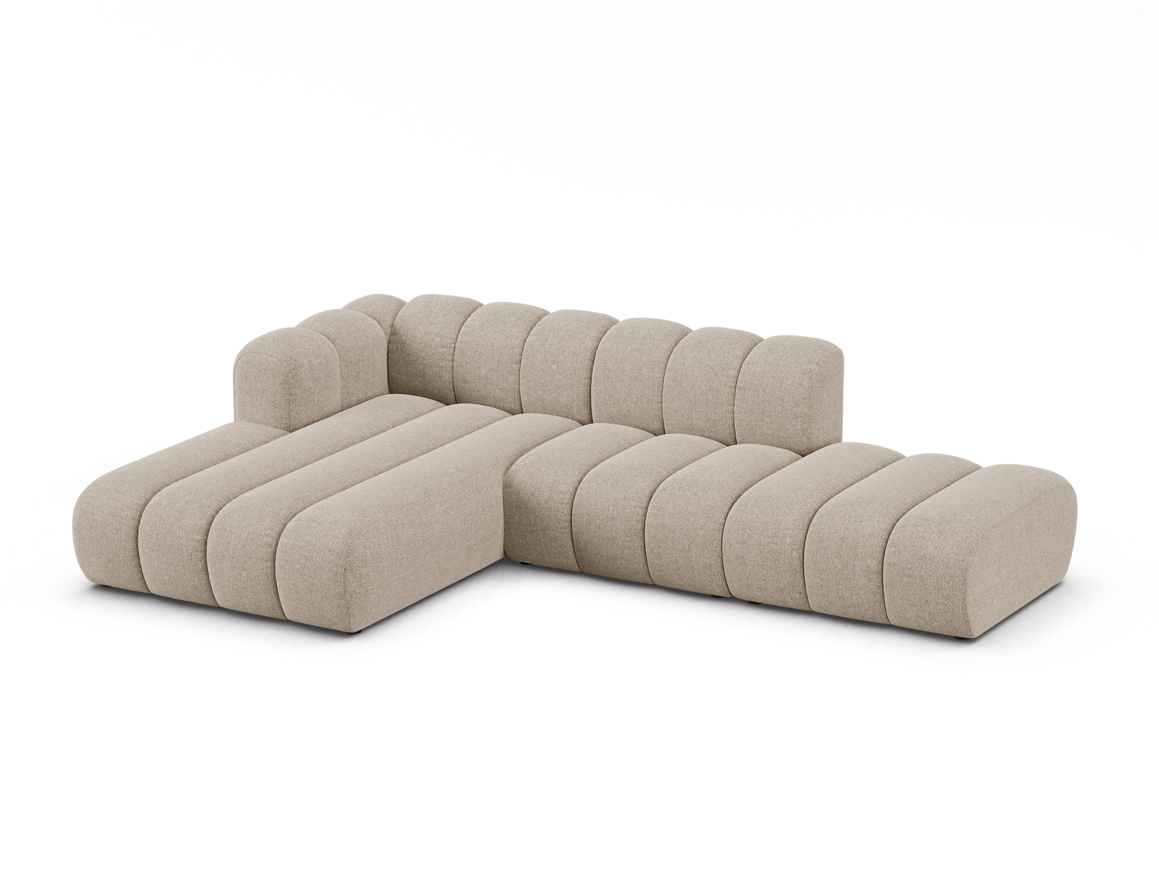 5-sitziges linksseitiges Ecksofa LUPINE in beigem Chenille