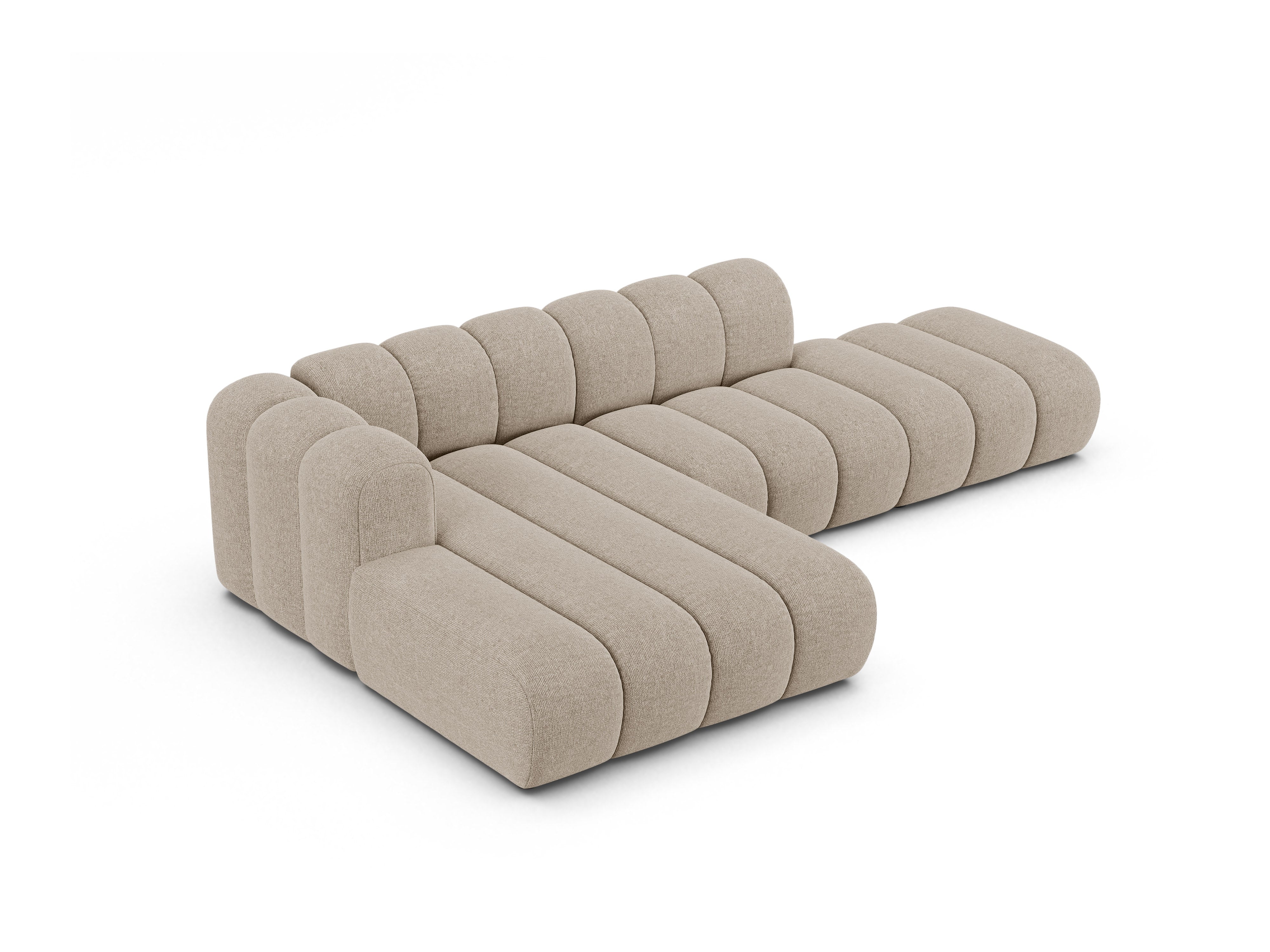 5-sitziges linksseitiges Ecksofa LUPINE in beigem Chenille