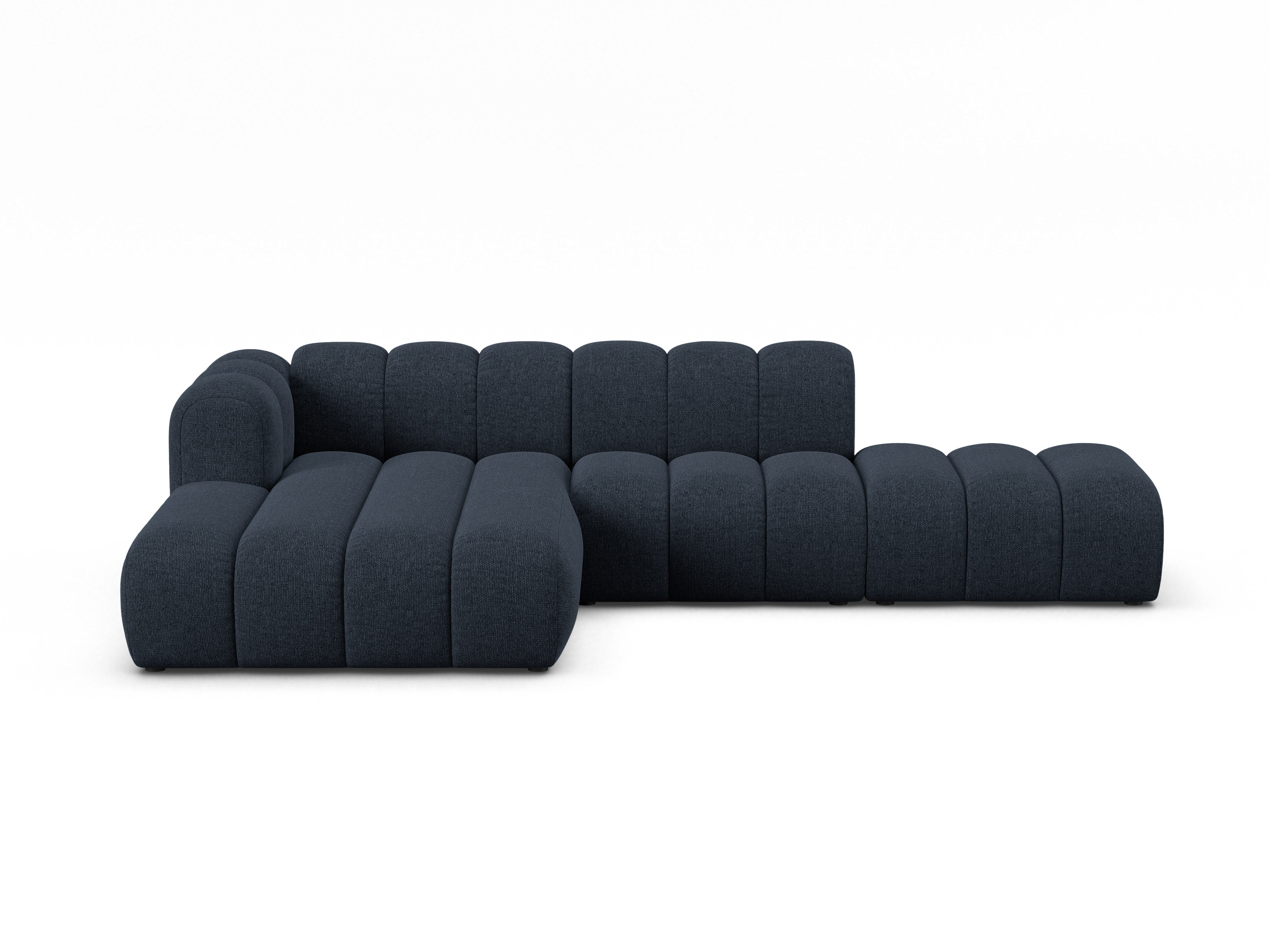 5-sitziger linker Ecksofa LUPINE in marineblauem Chenille