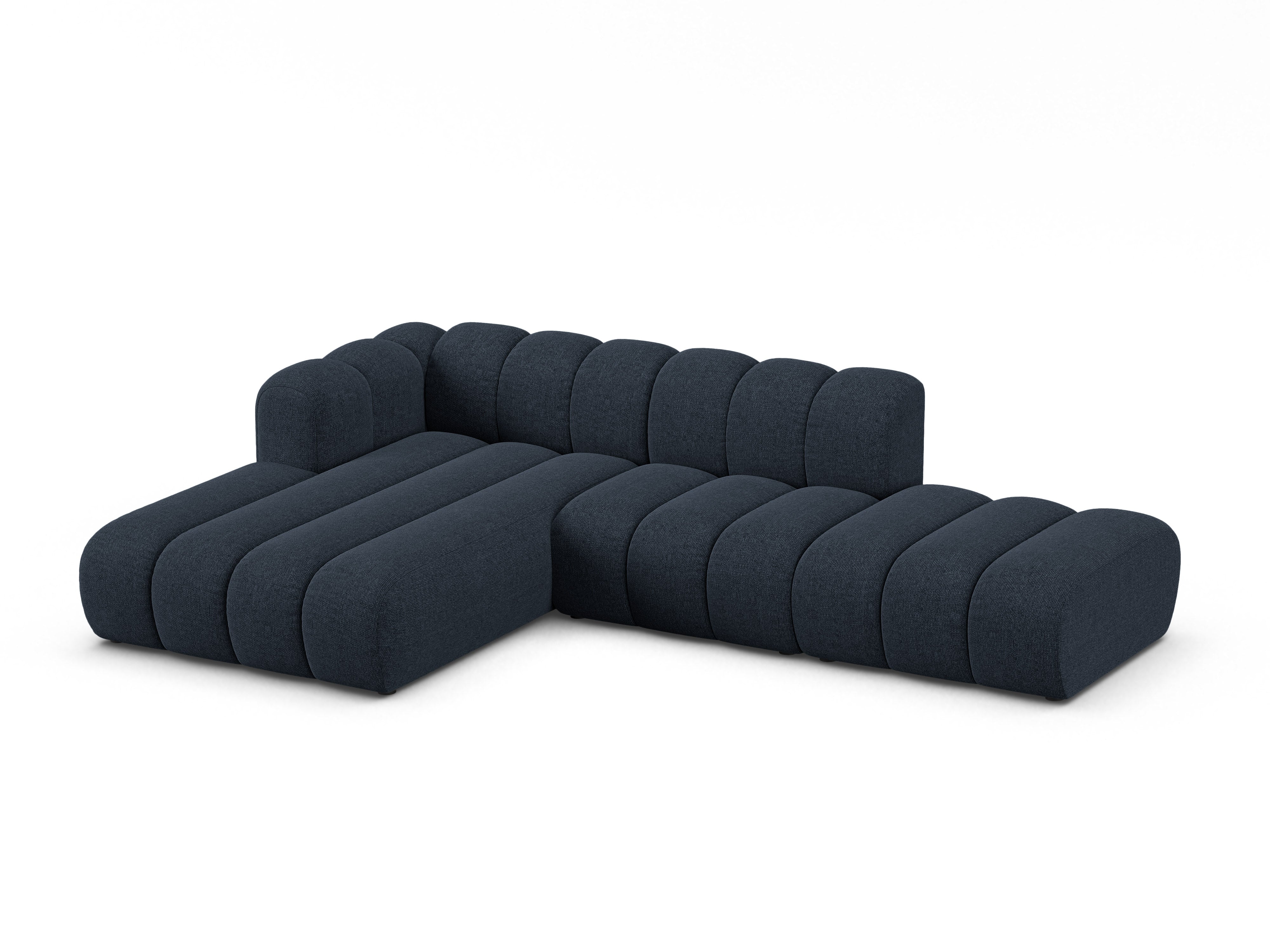 5-sitziger linker Ecksofa LUPINE in marineblauem Chenille