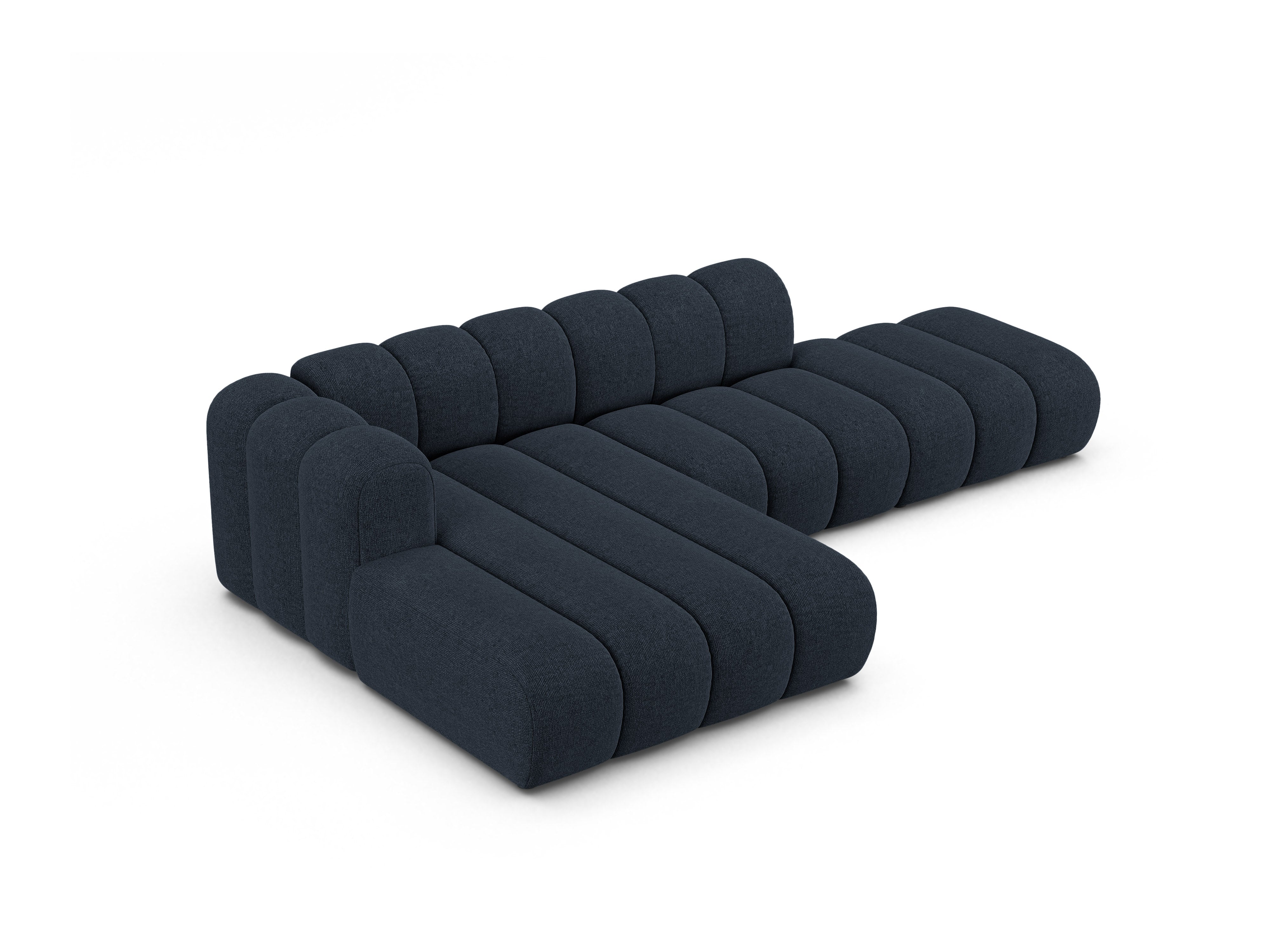 5-sitziger linker Ecksofa LUPINE in marineblauem Chenille