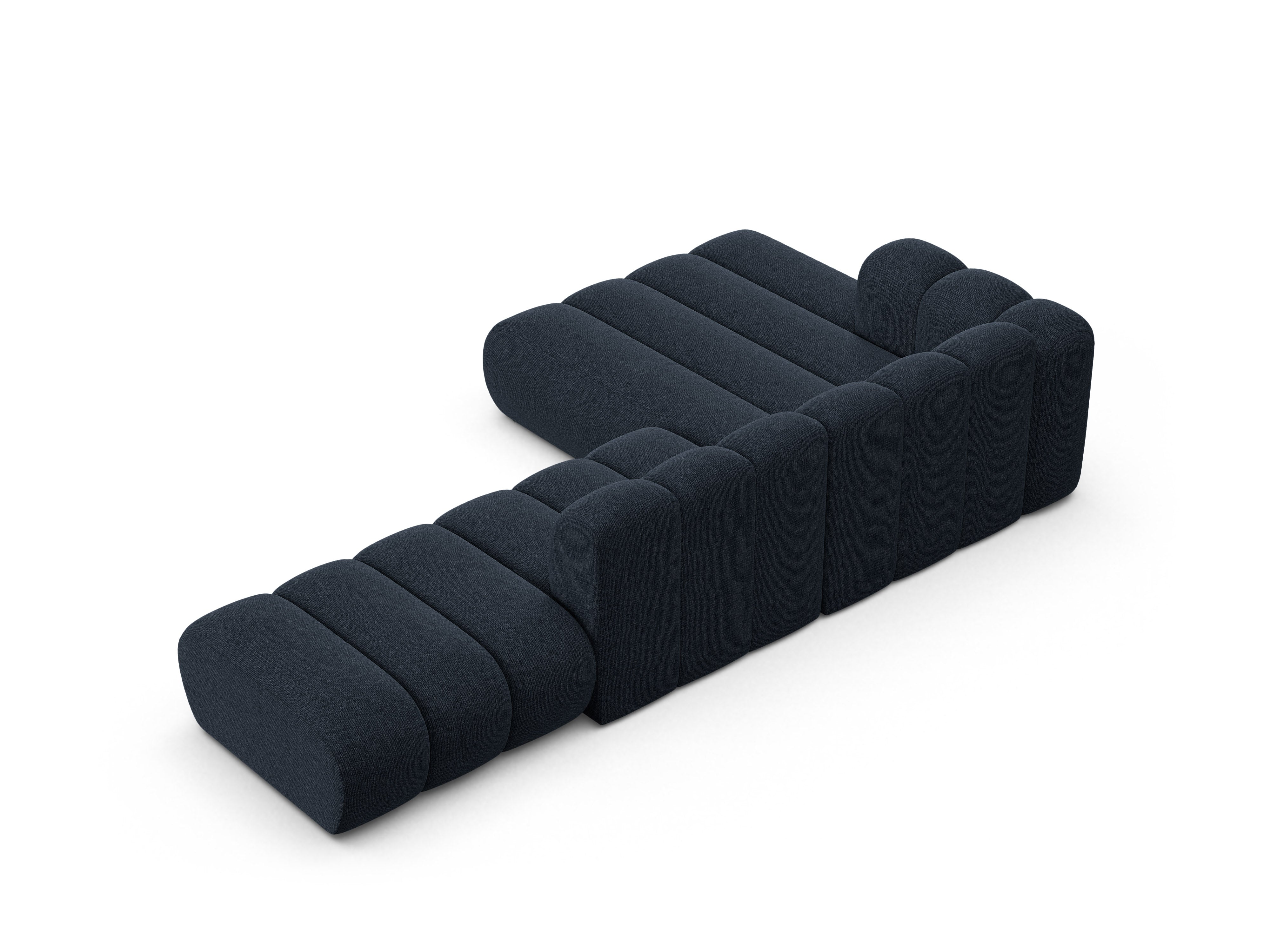 5-sitziger linker Ecksofa LUPINE in marineblauem Chenille