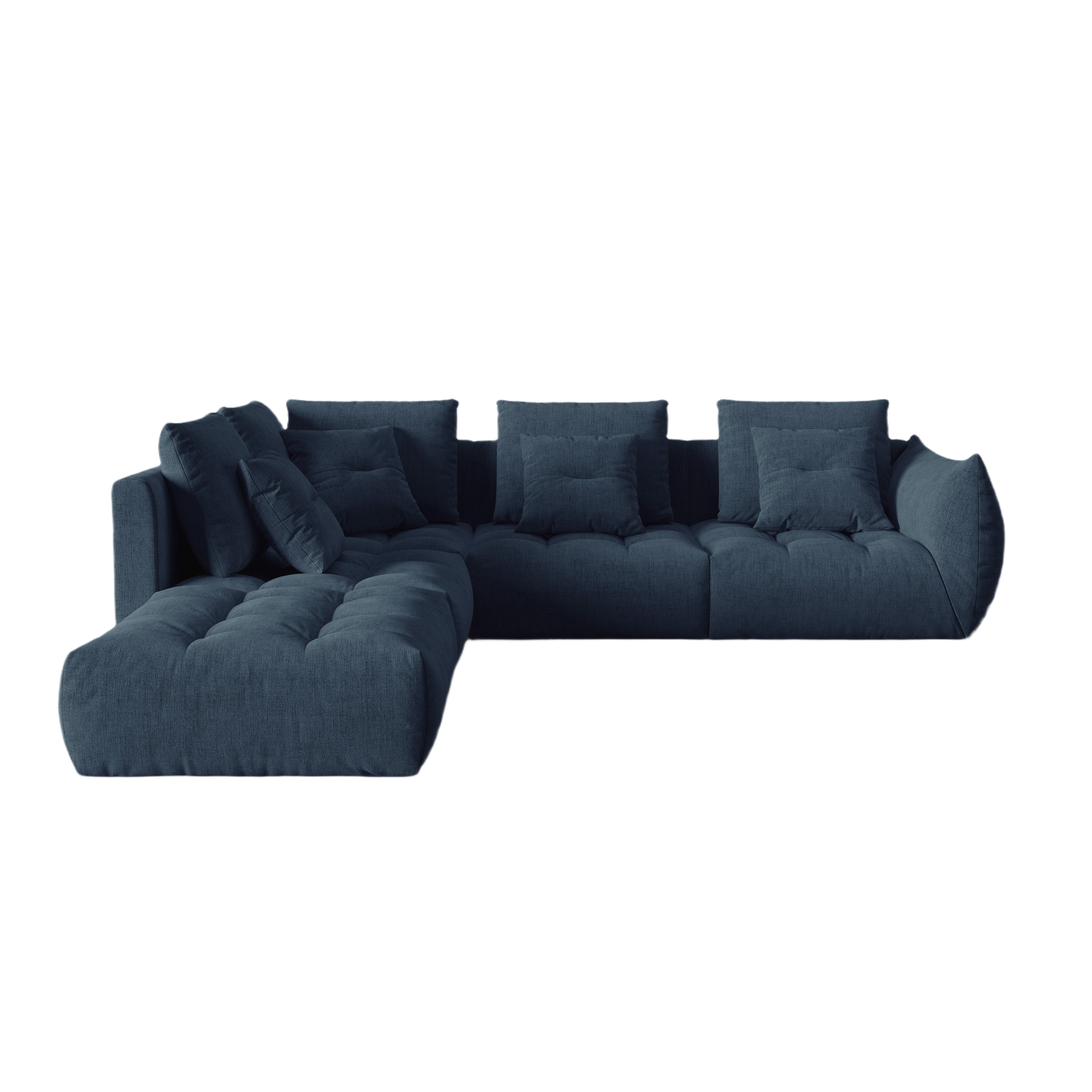 Modular corner sofa for 4 people, left-sided, BLOOM, dark blue chenille