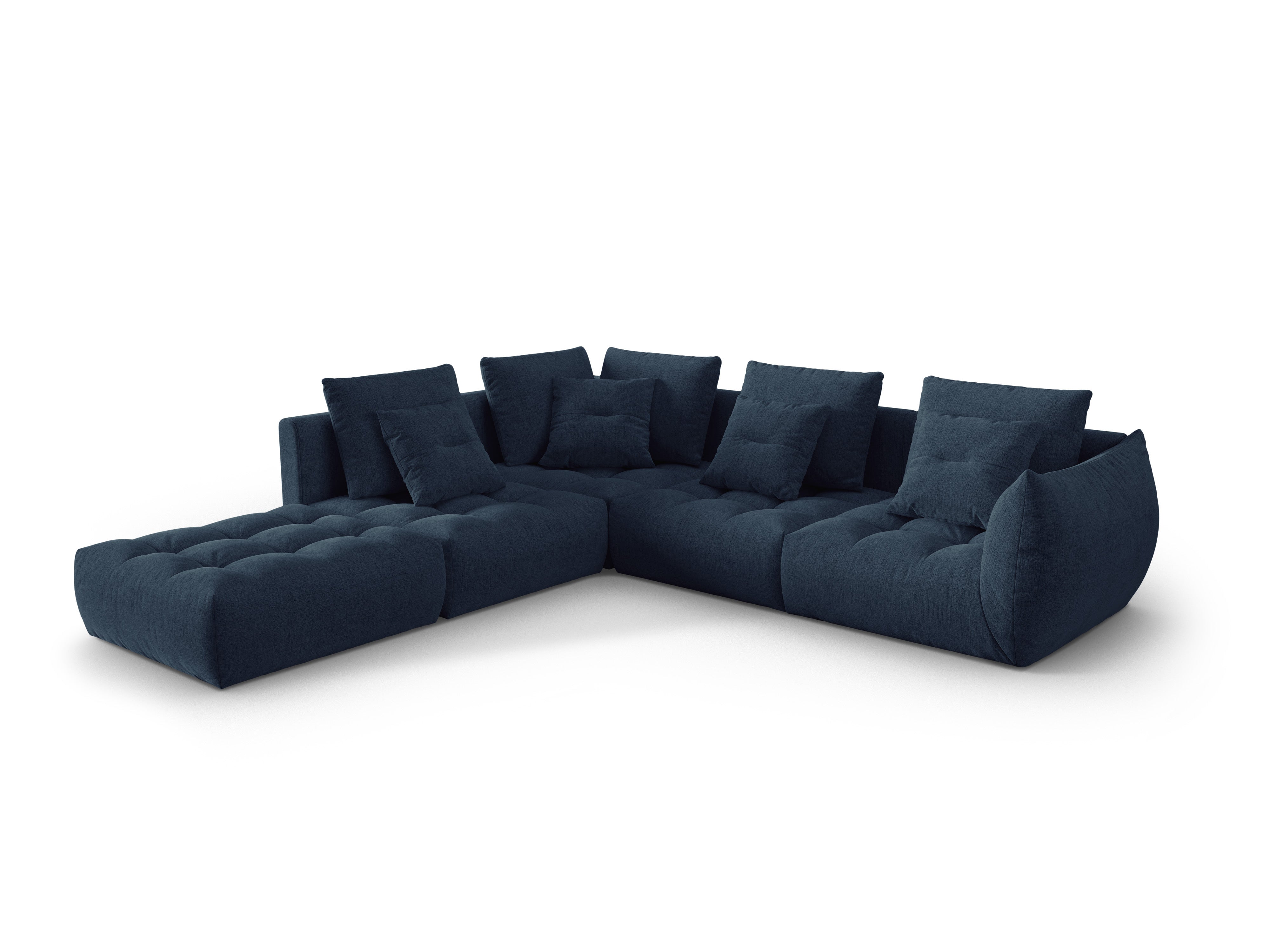 Modular corner sofa for 4 people, left-sided, BLOOM, dark blue chenille