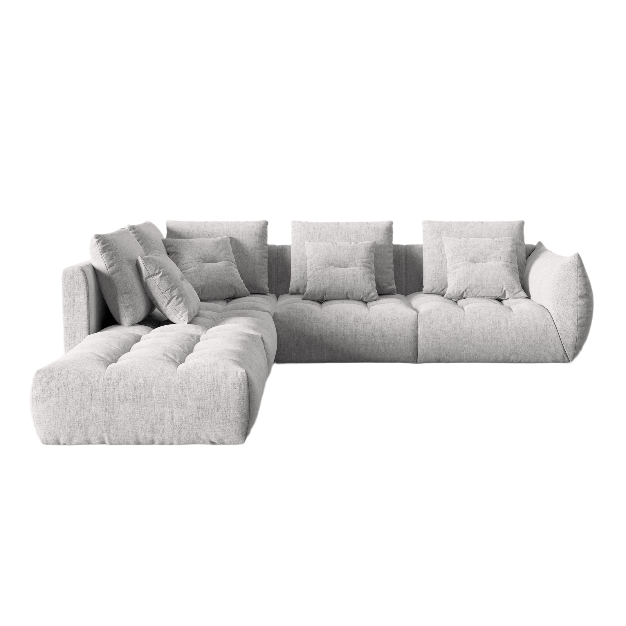 Modulares Ecksofa für 4 Personen linksseitig BLOOM silberner Chenille