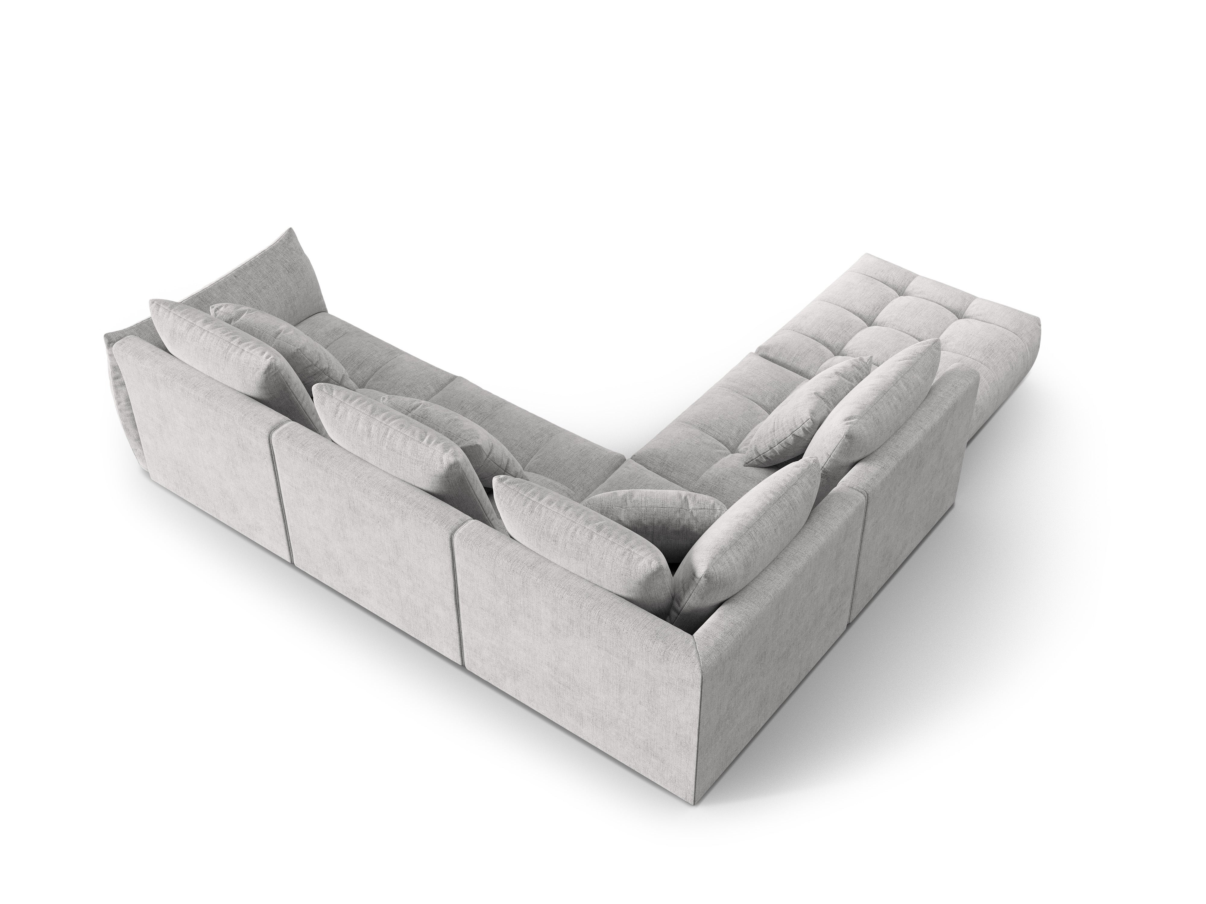 Modulares Ecksofa für 4 Personen linksseitig BLOOM silberner Chenille
