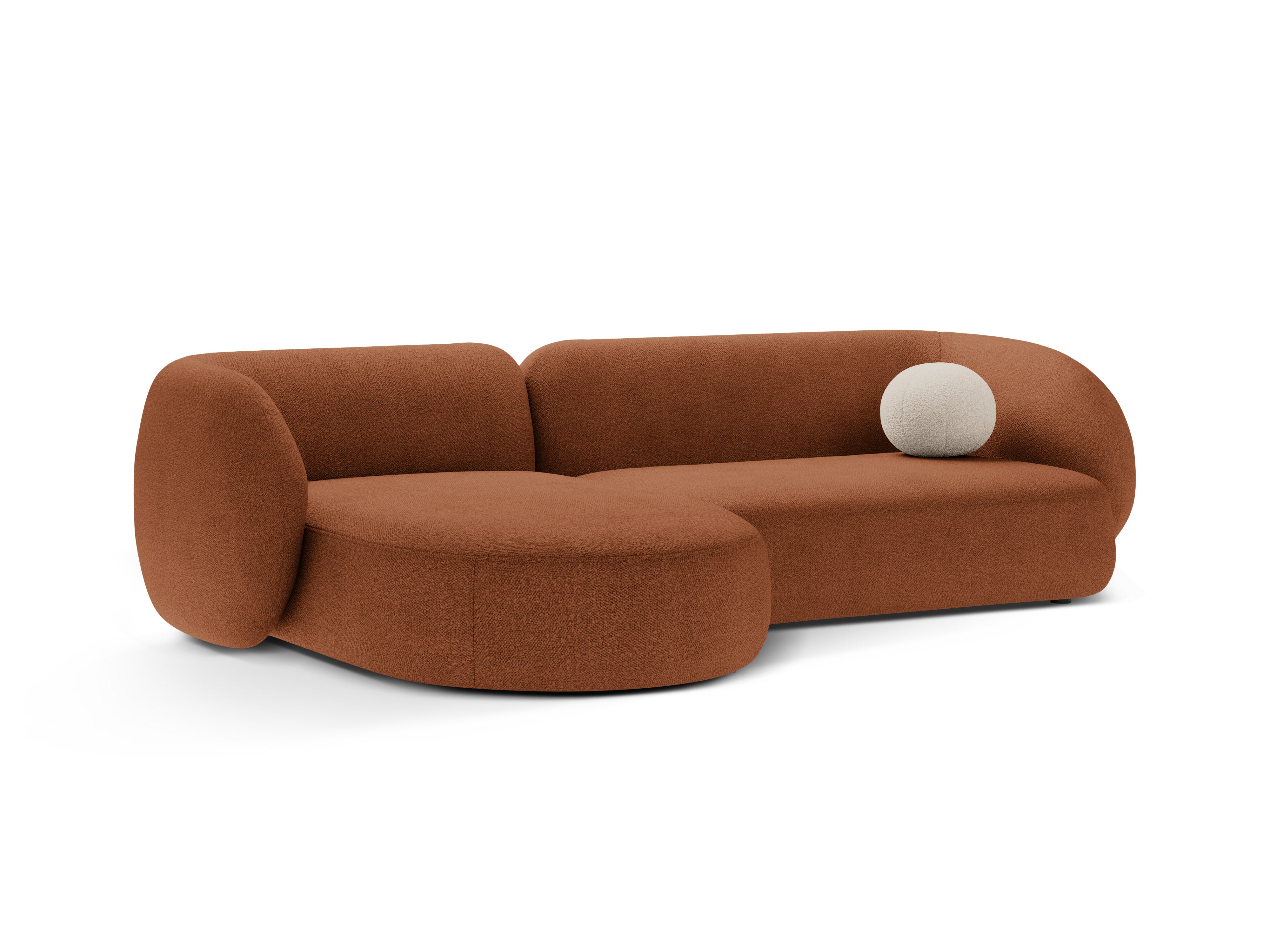 Narożnik lewostronny 3-osobowy KATE terracotta boucle – tkanina bouclé