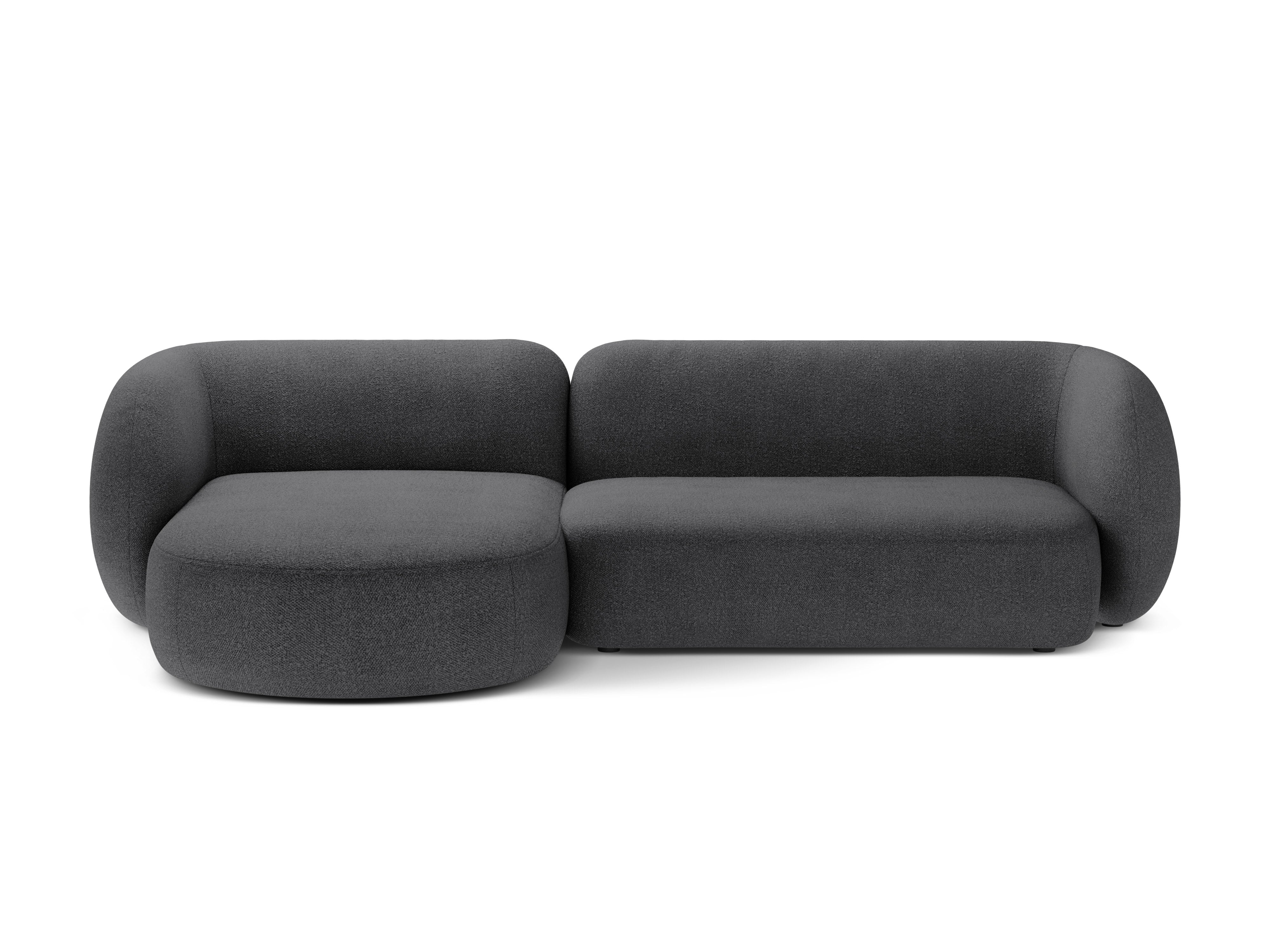Left-facing 3-seater sofa KATE dark gray boucle