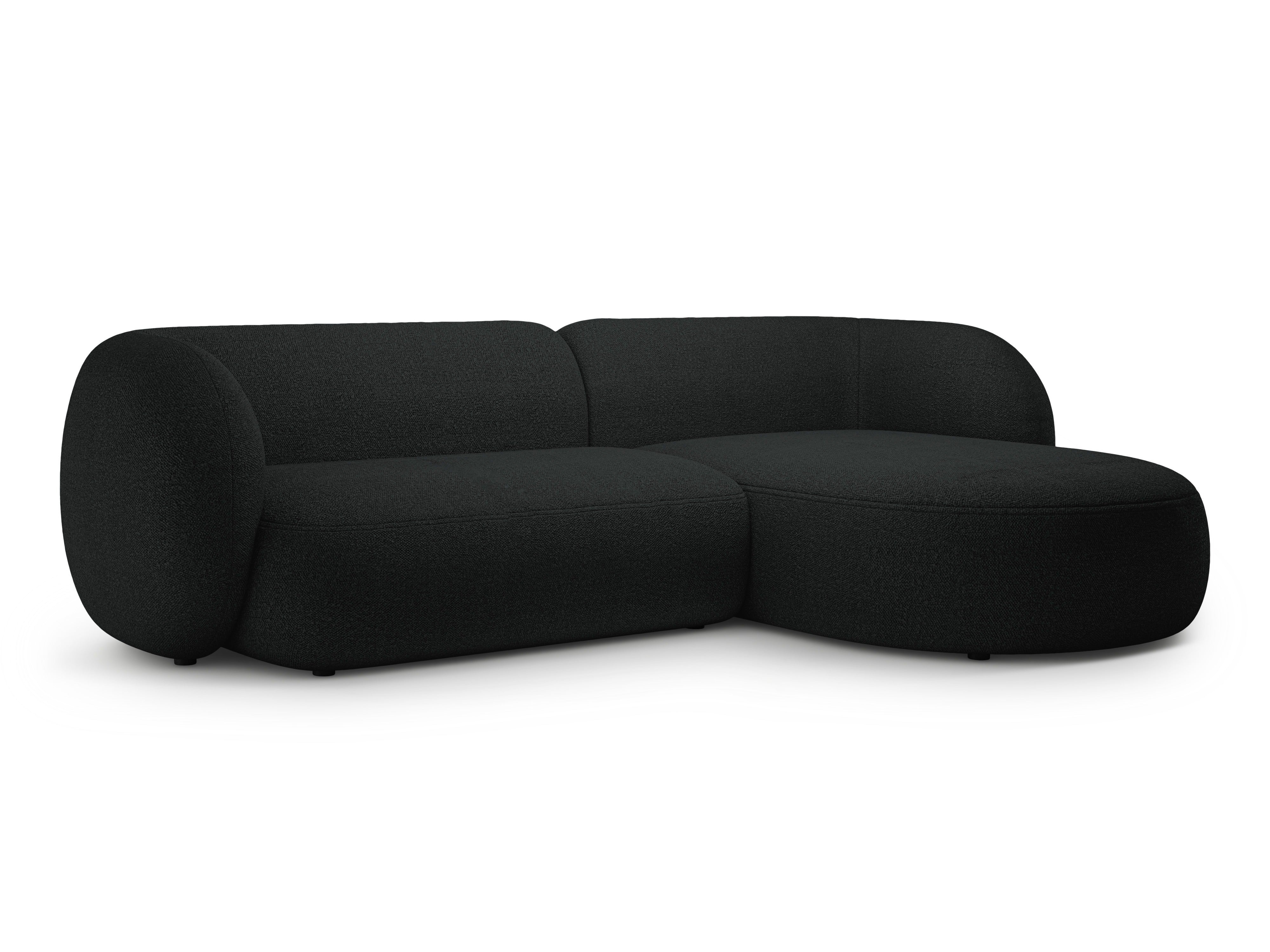 Right-facing 3-seater corner sofa KATE black boucle