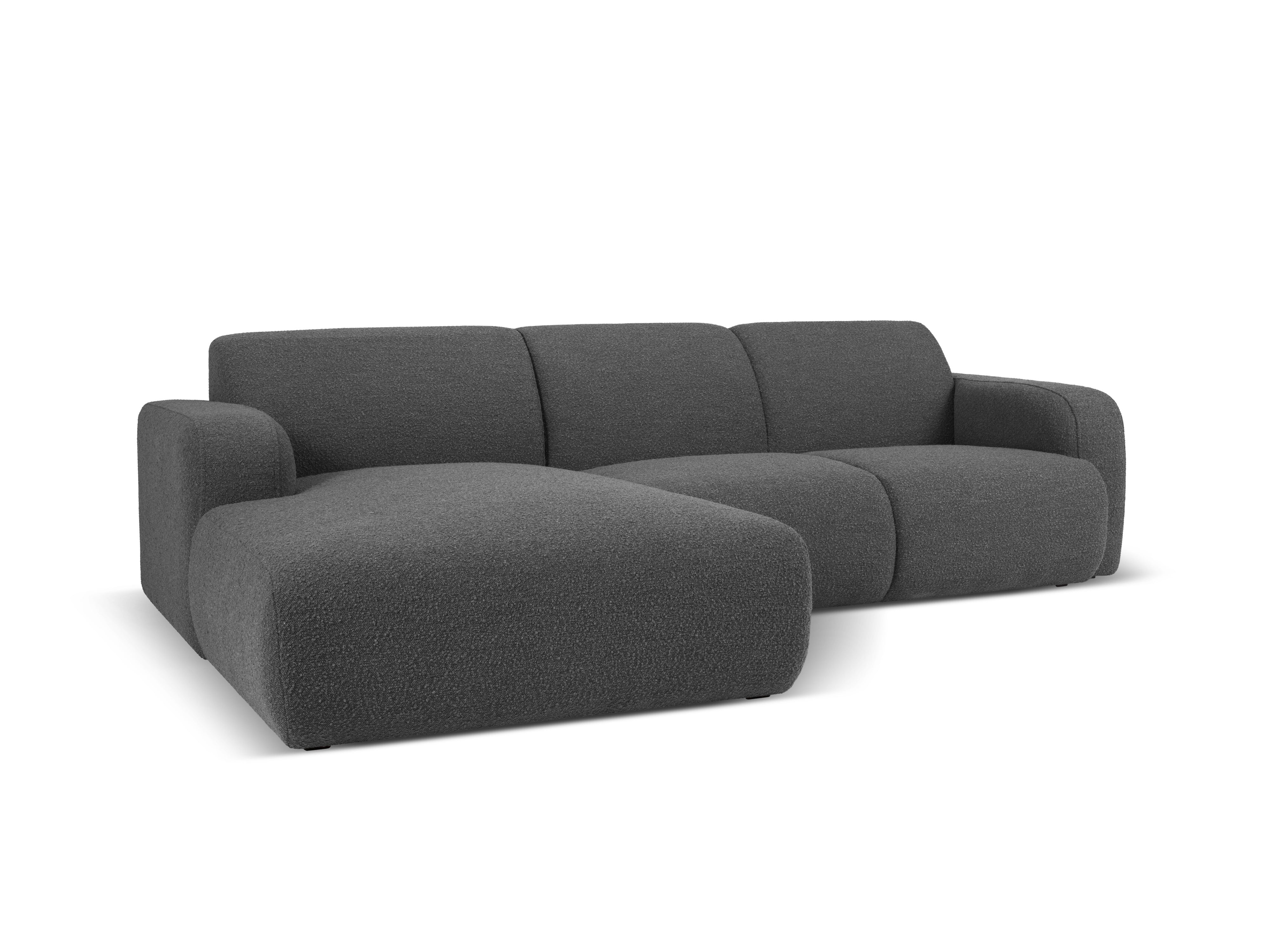 Narożnik w tkaninie boucle lewostronny MOLINO ciemnoszary – Micadoni