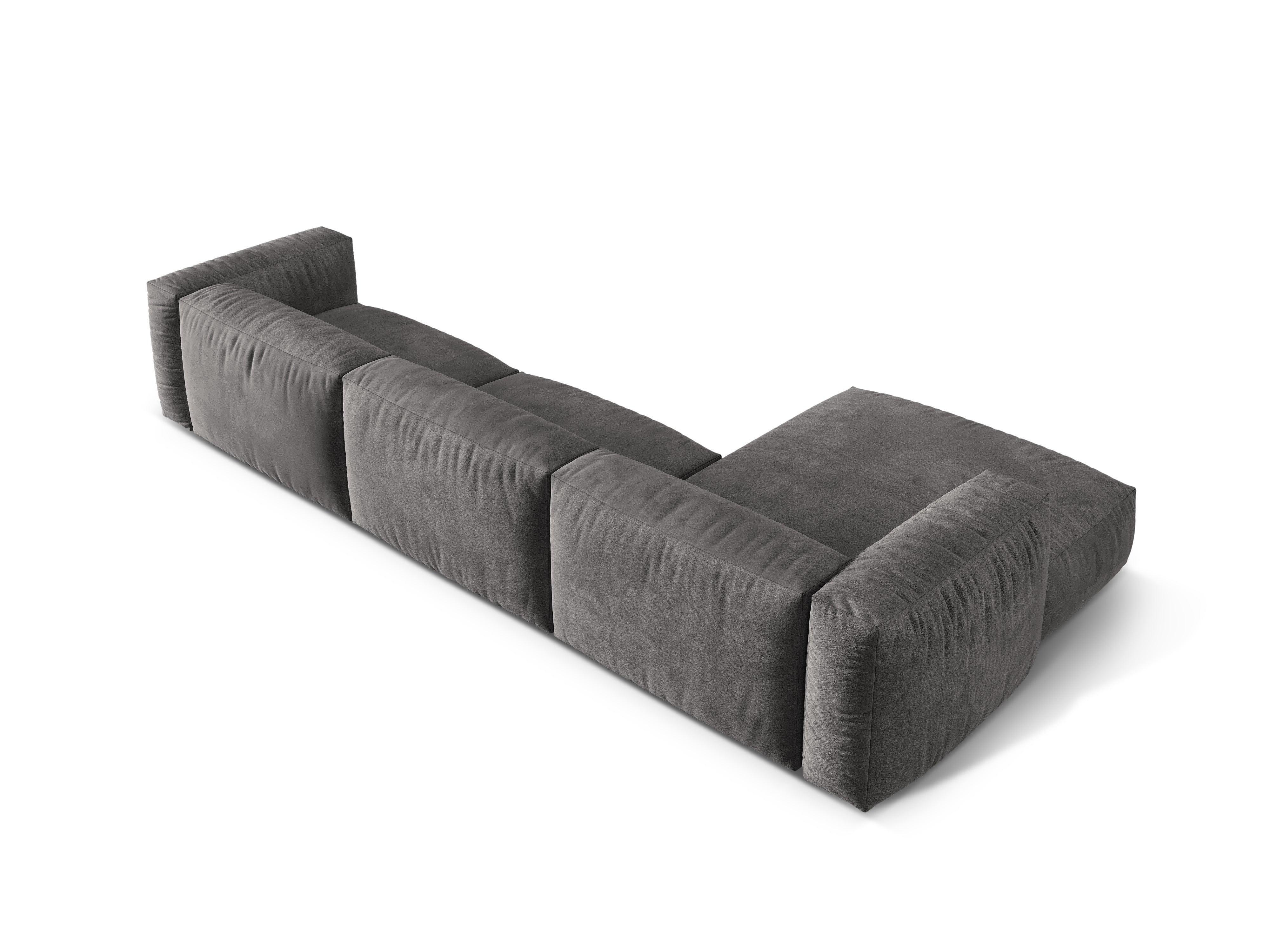 Left-handed velvet 3-person gray corner