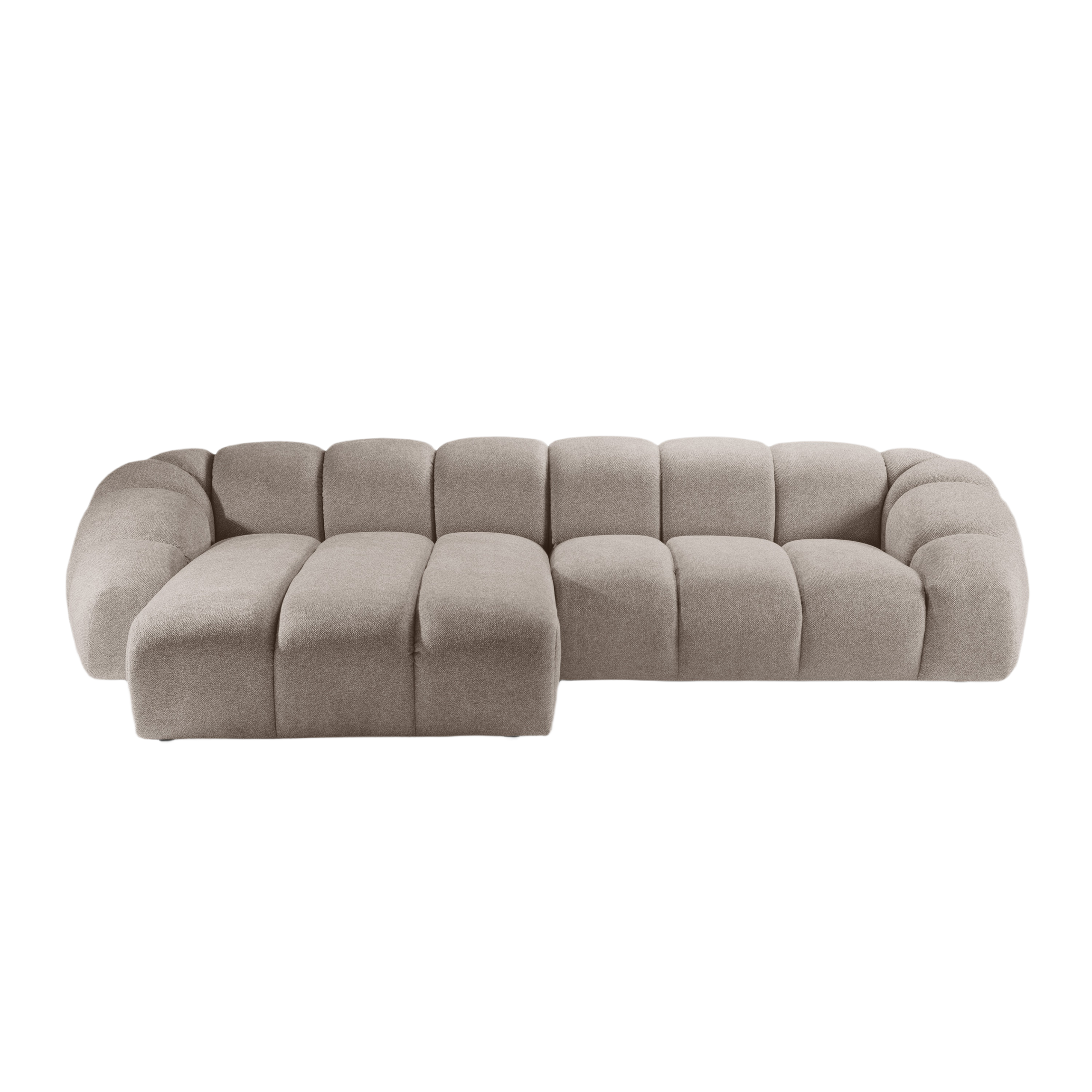 4-sitzige linke Eckcouch DIANA dunkelbeige Chenille