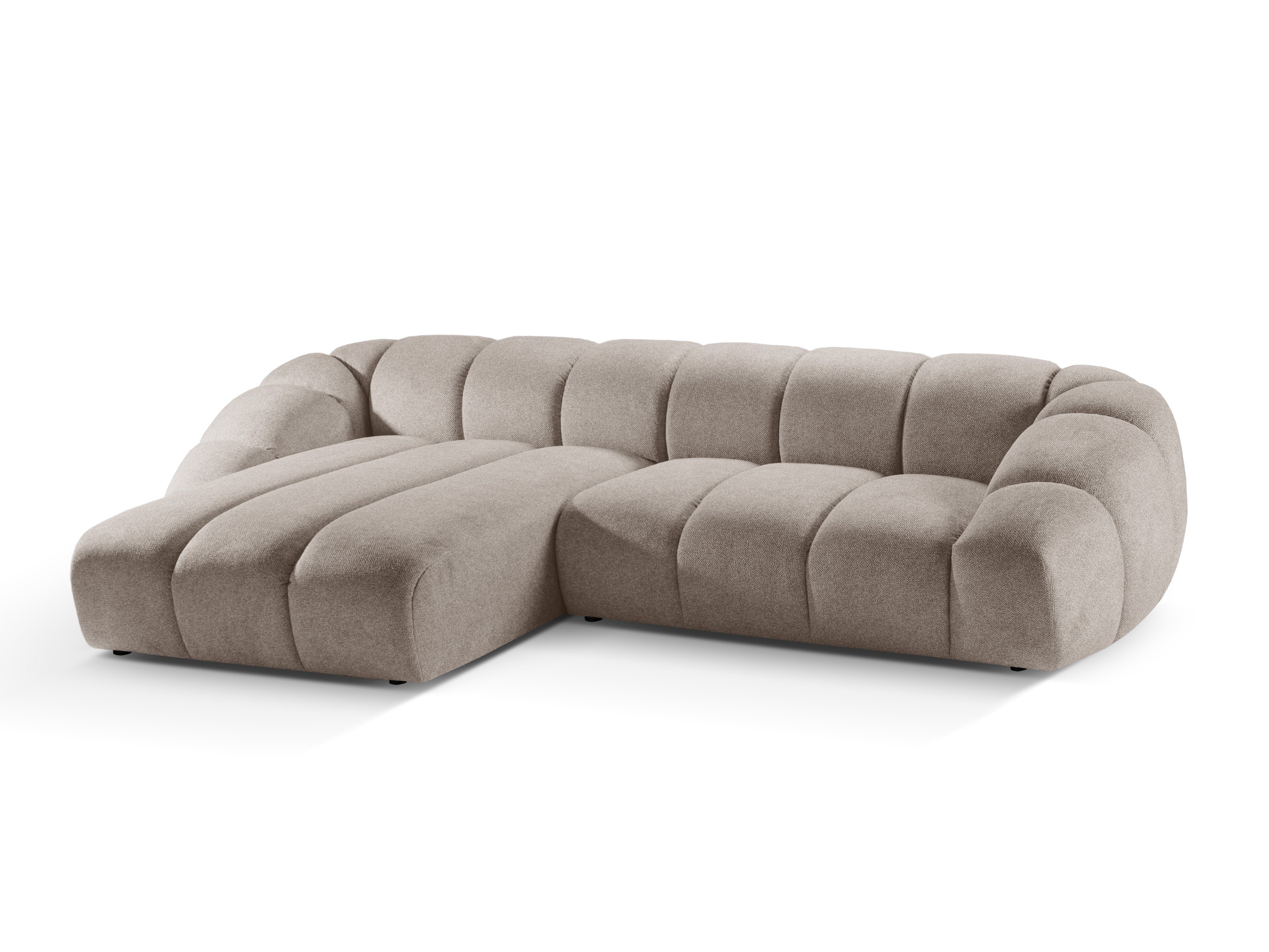 4-sitzige linke Eckcouch DIANA dunkelbeige Chenille