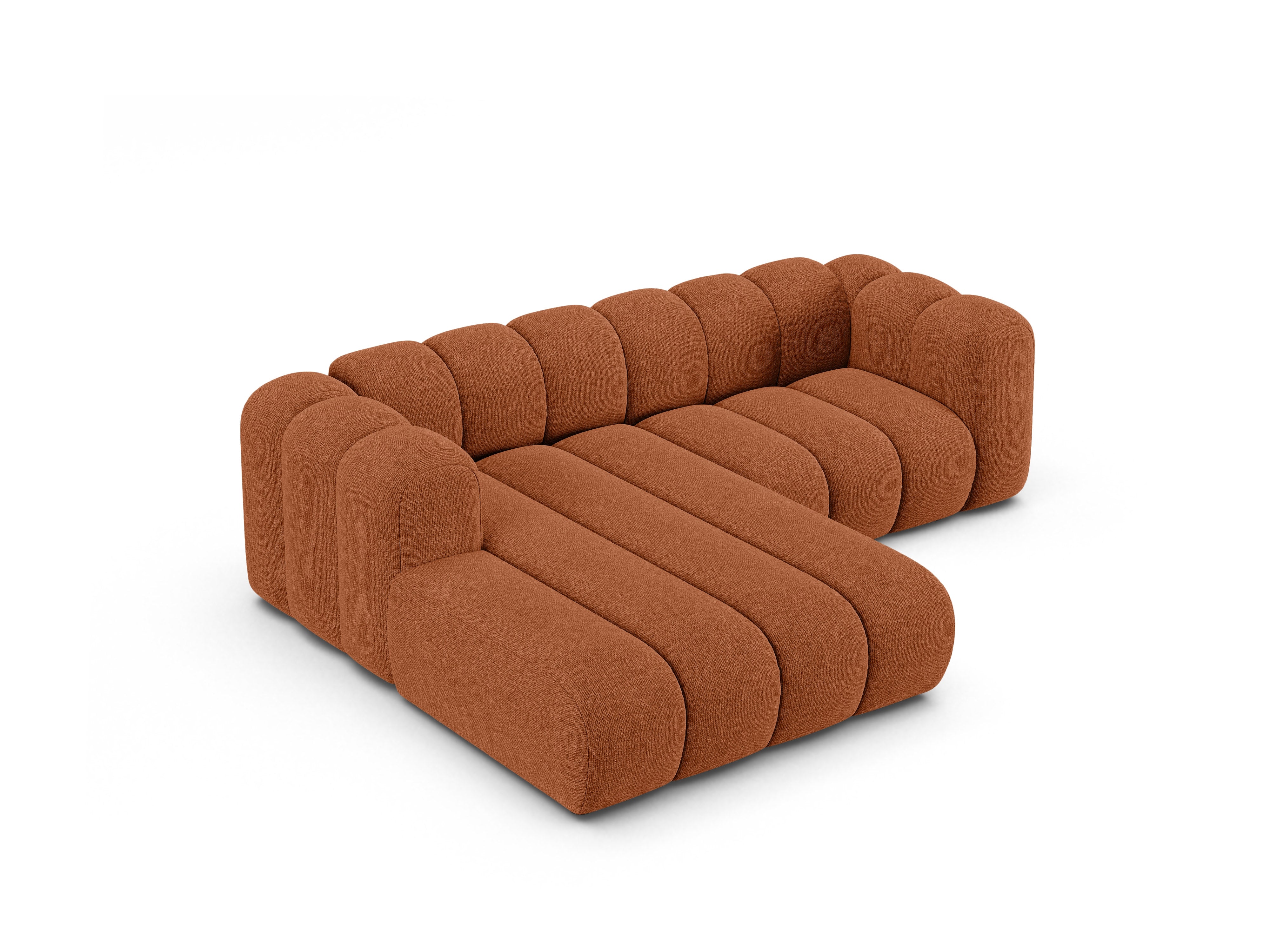 3-sitzige linke Eckcouch LUPINE ziegelrot Chenille