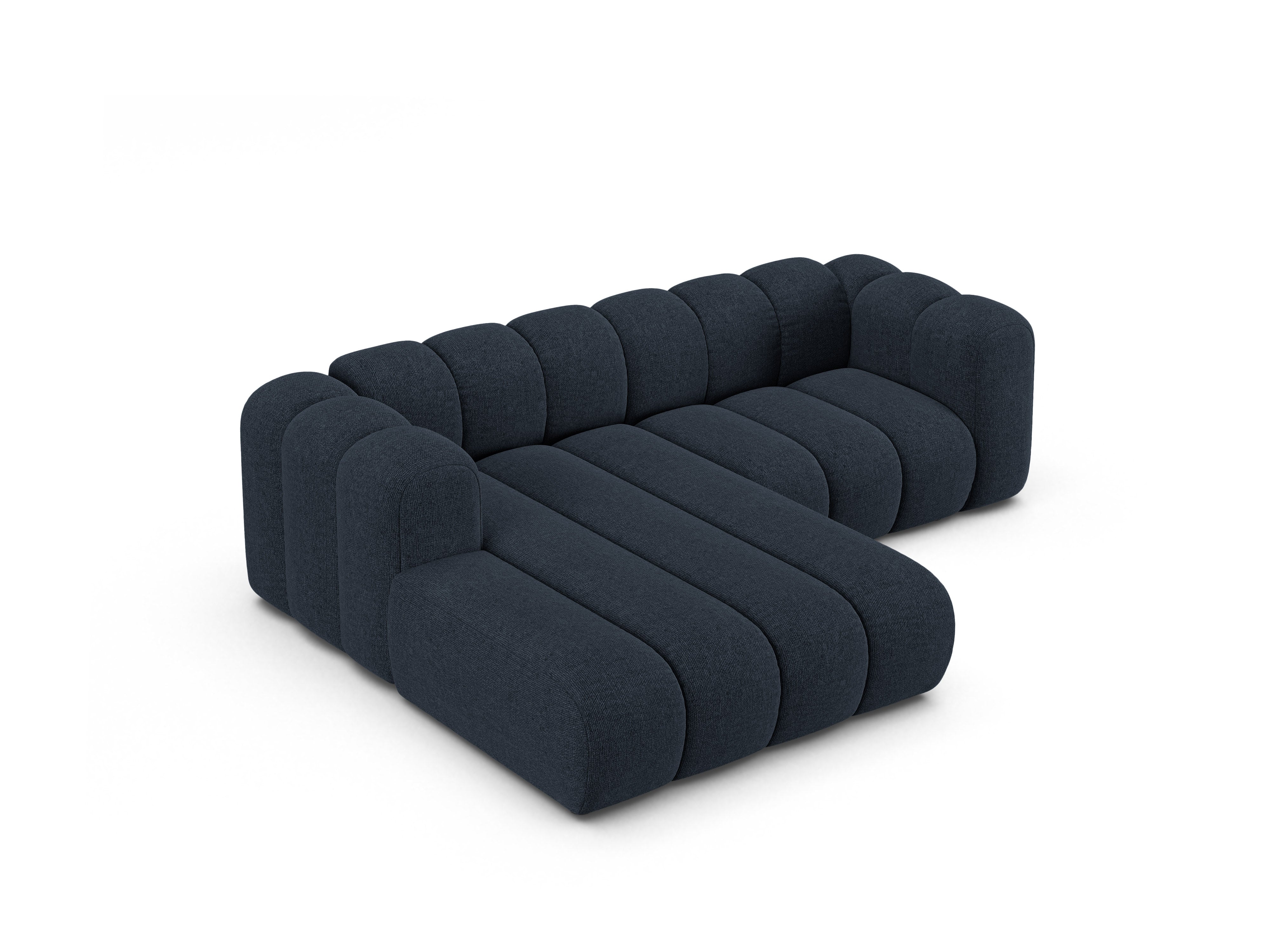 3-sitziger linker Ecksofa LUPINE in marineblauem Chenille