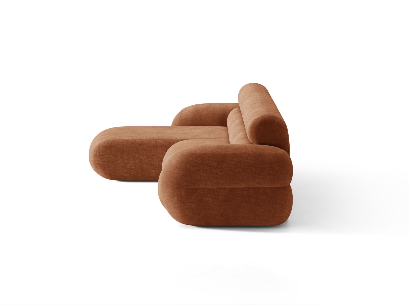 Ecksofa links NEO aus ziegelrotem Chenille