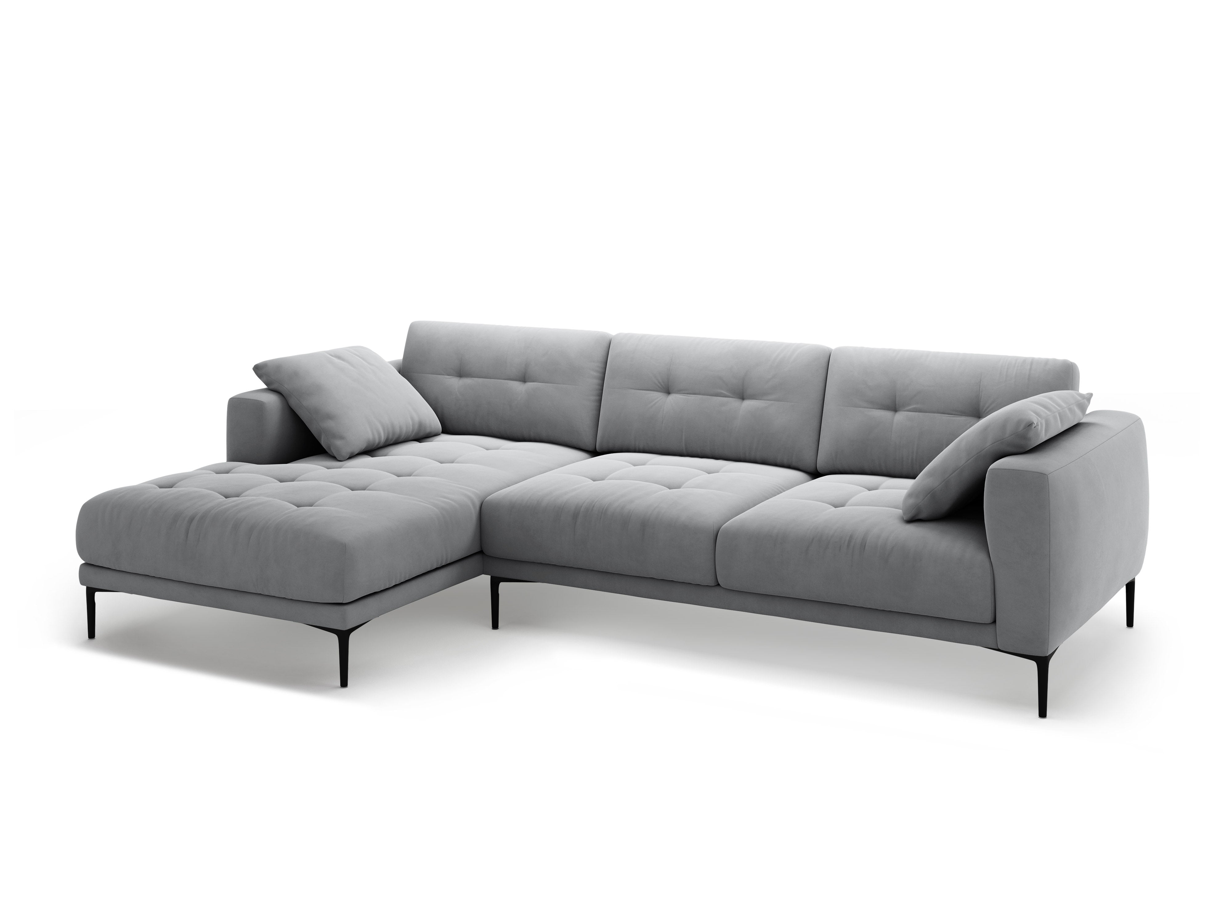Left-facing velvet corner sofa BEMY gray