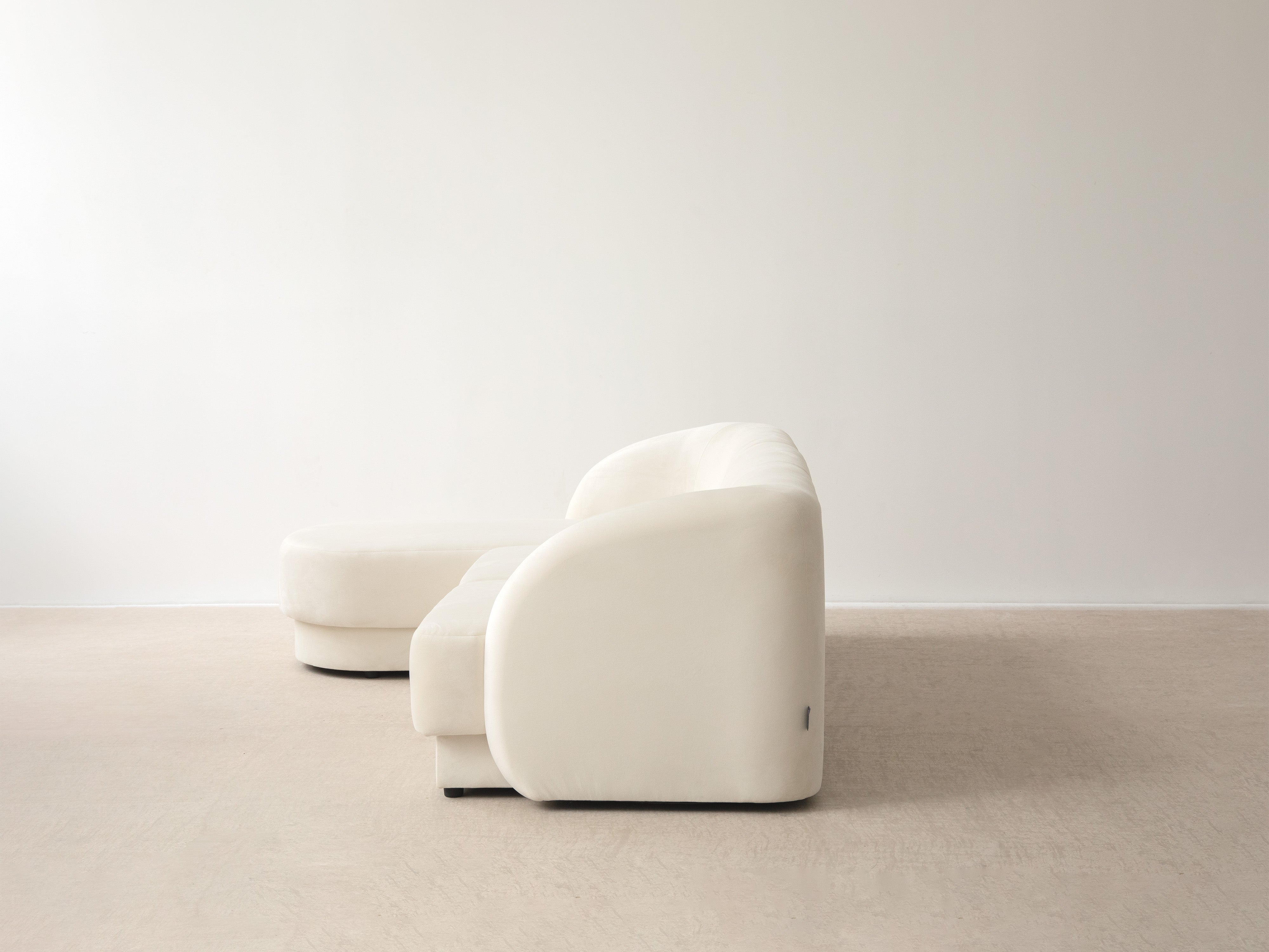 Samt-Ecksofa für 6 Personen in U-Form rechts MILEY cappuccino