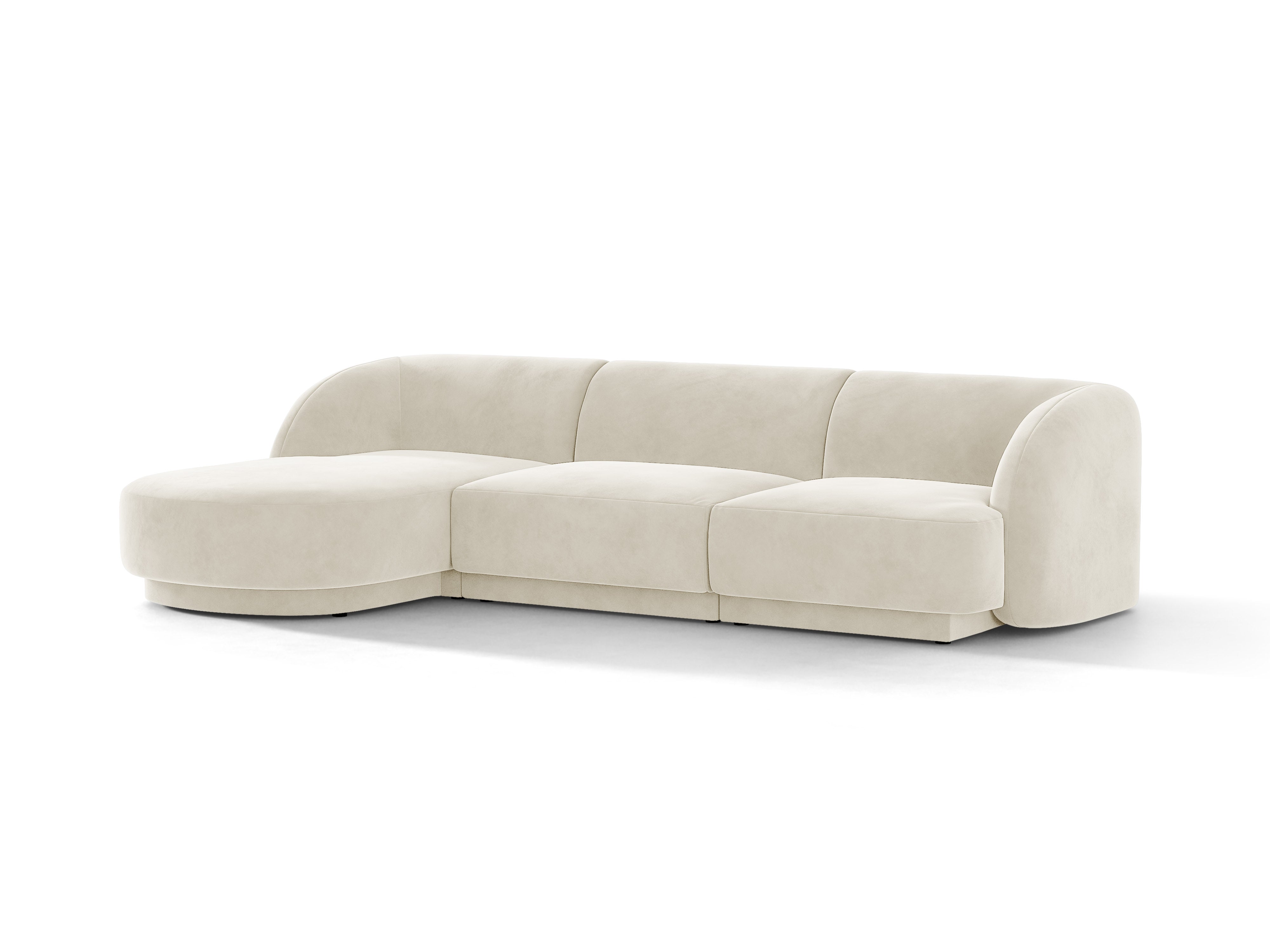 Samt-Ecksofa für 4 Personen links MILEY beige