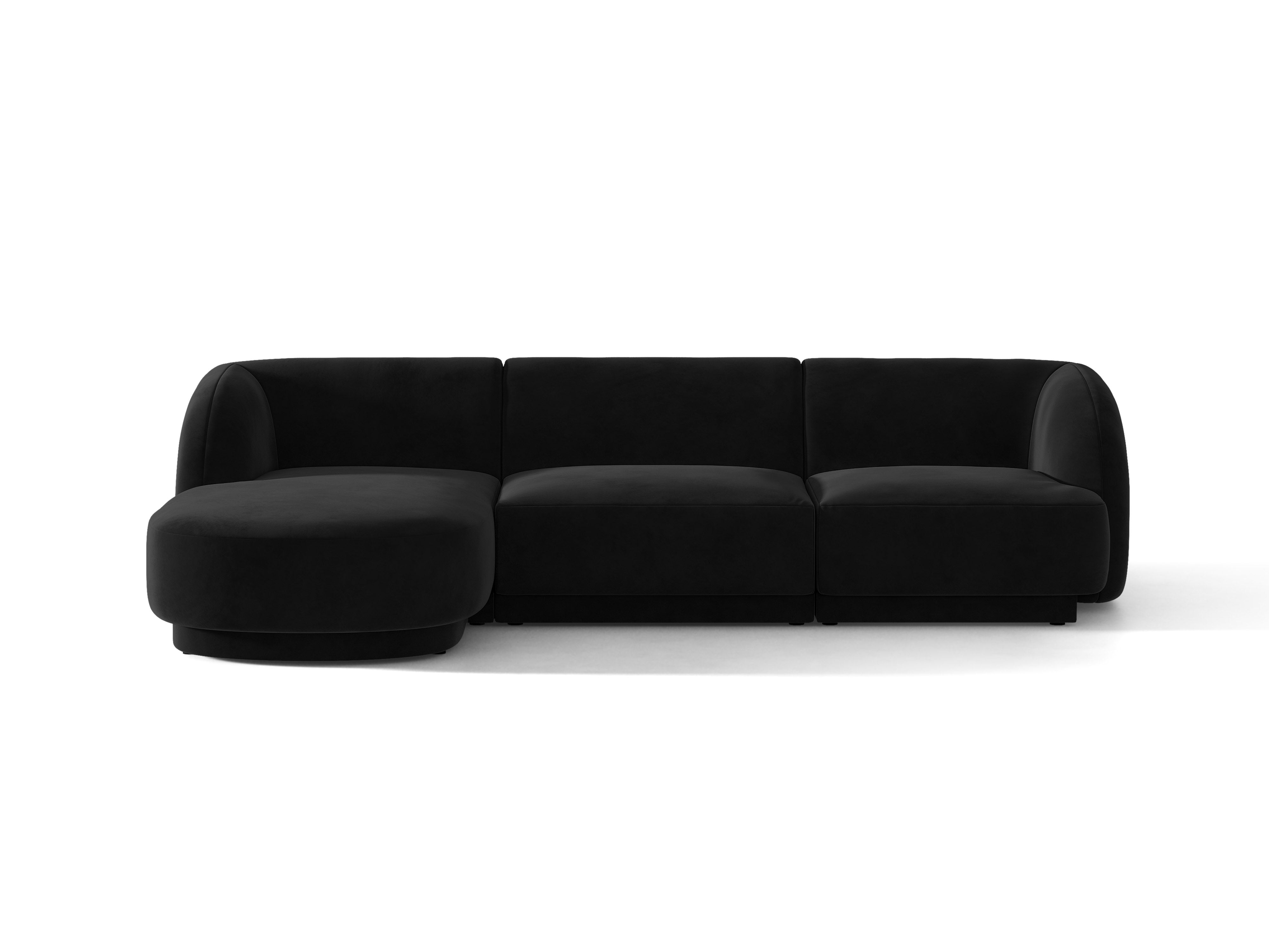 Samt-Ecksofa für 4 Personen links MILEY schwarz