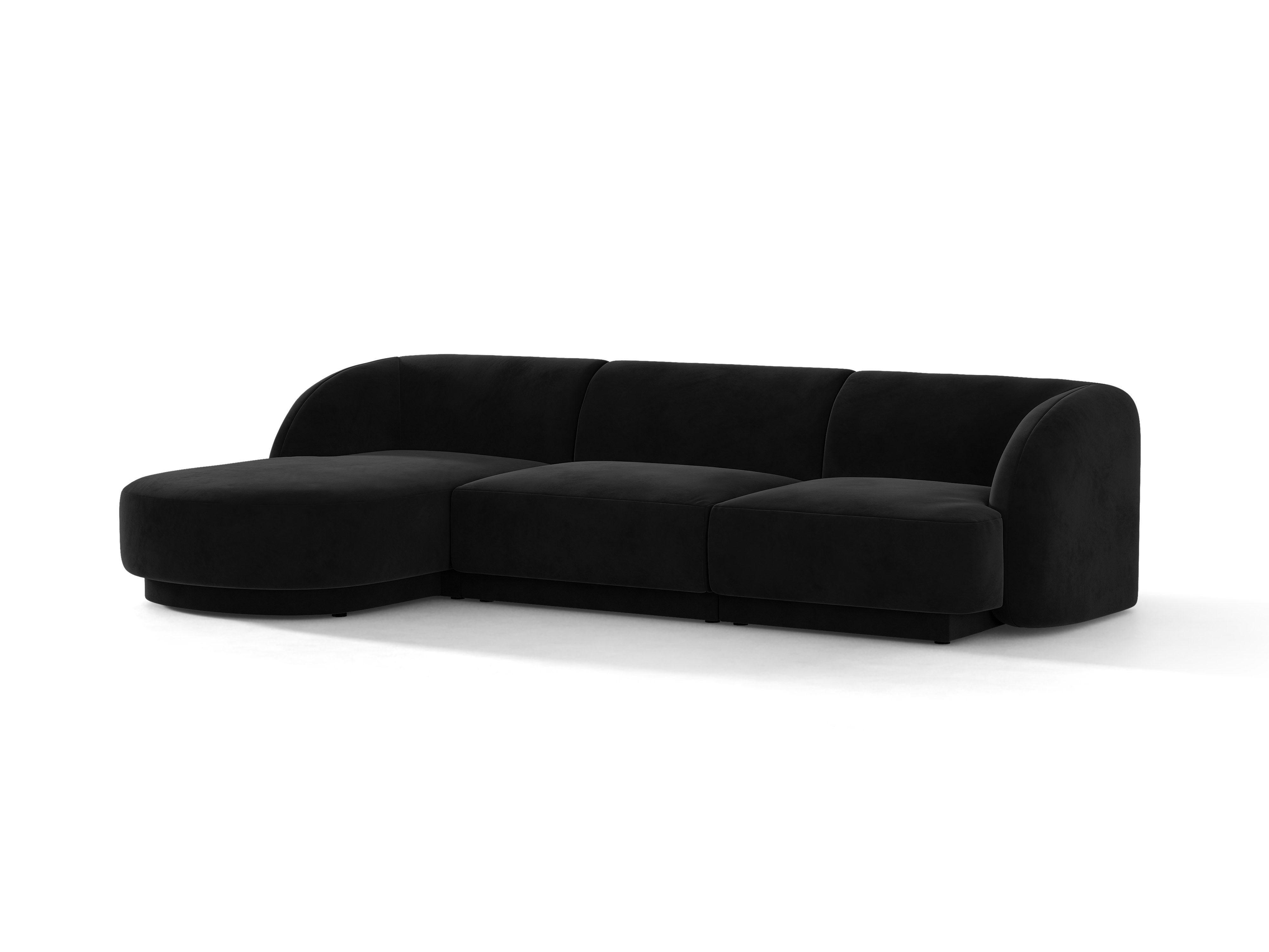 Samt-Ecksofa für 4 Personen links MILEY schwarz