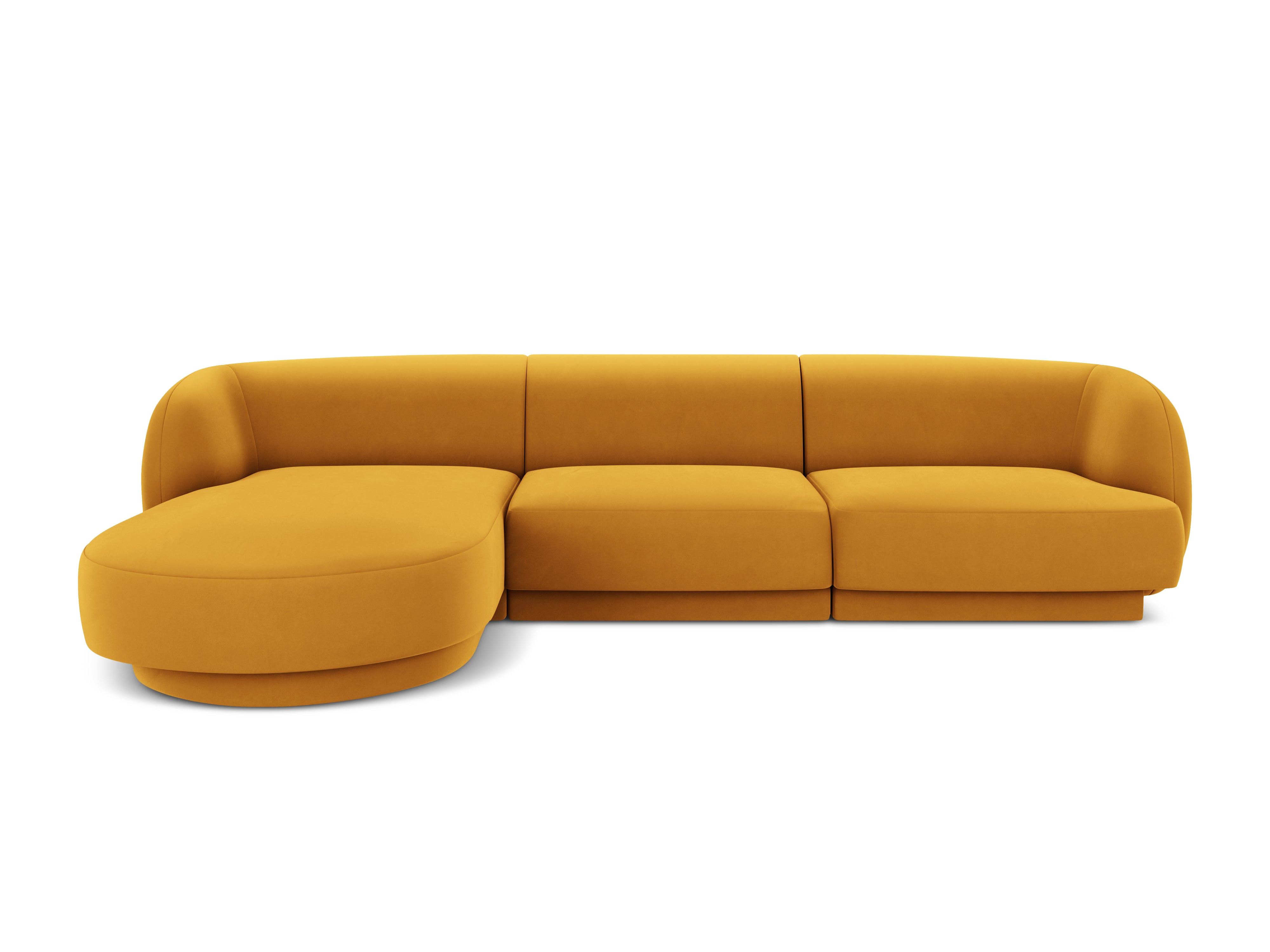 Narożnik aksamitny 4-osobowy lewostronny MILEY żółty Micadoni Eye on Design
