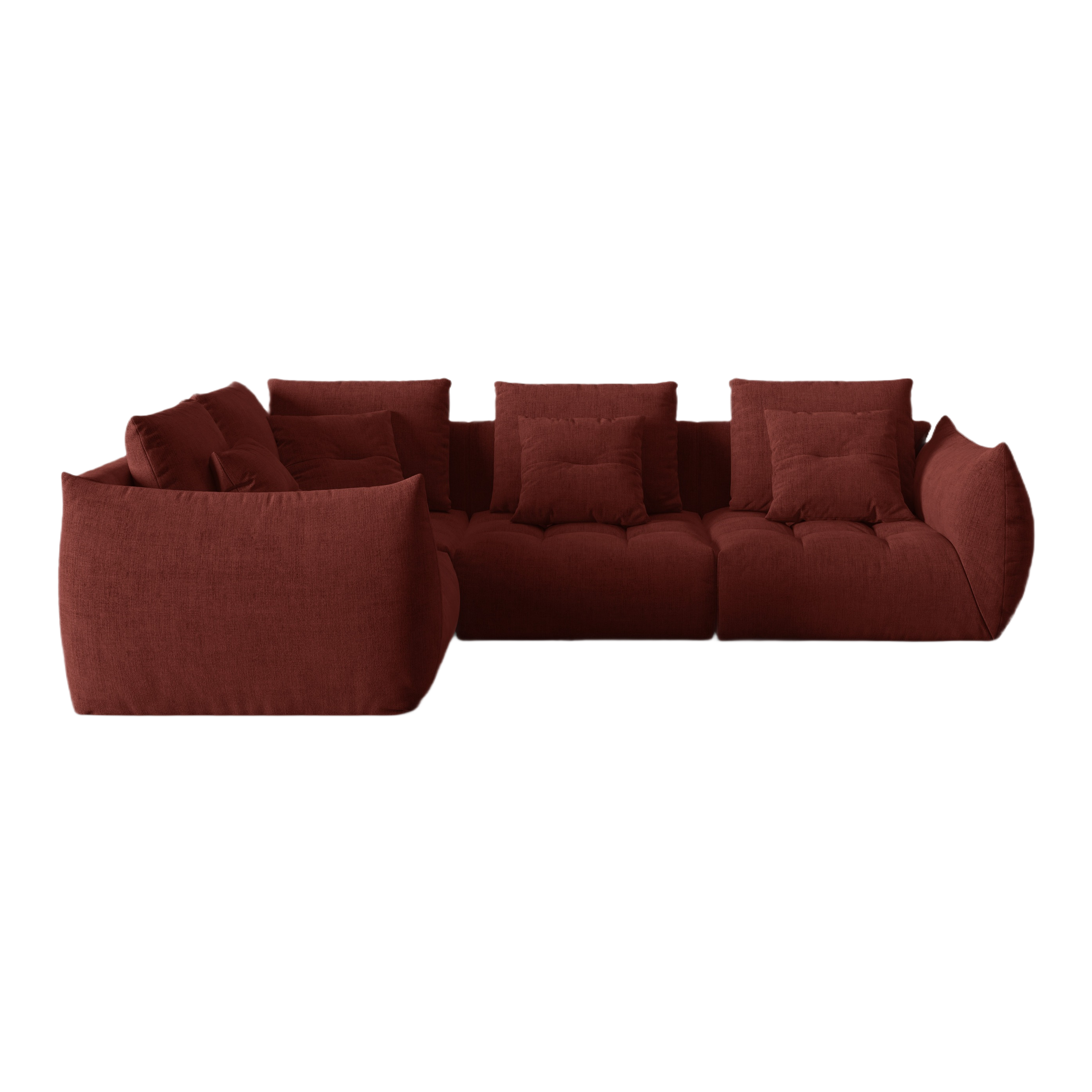 Modulares 3-Sitzer-Ecksofa links BLOOM rot Chenille