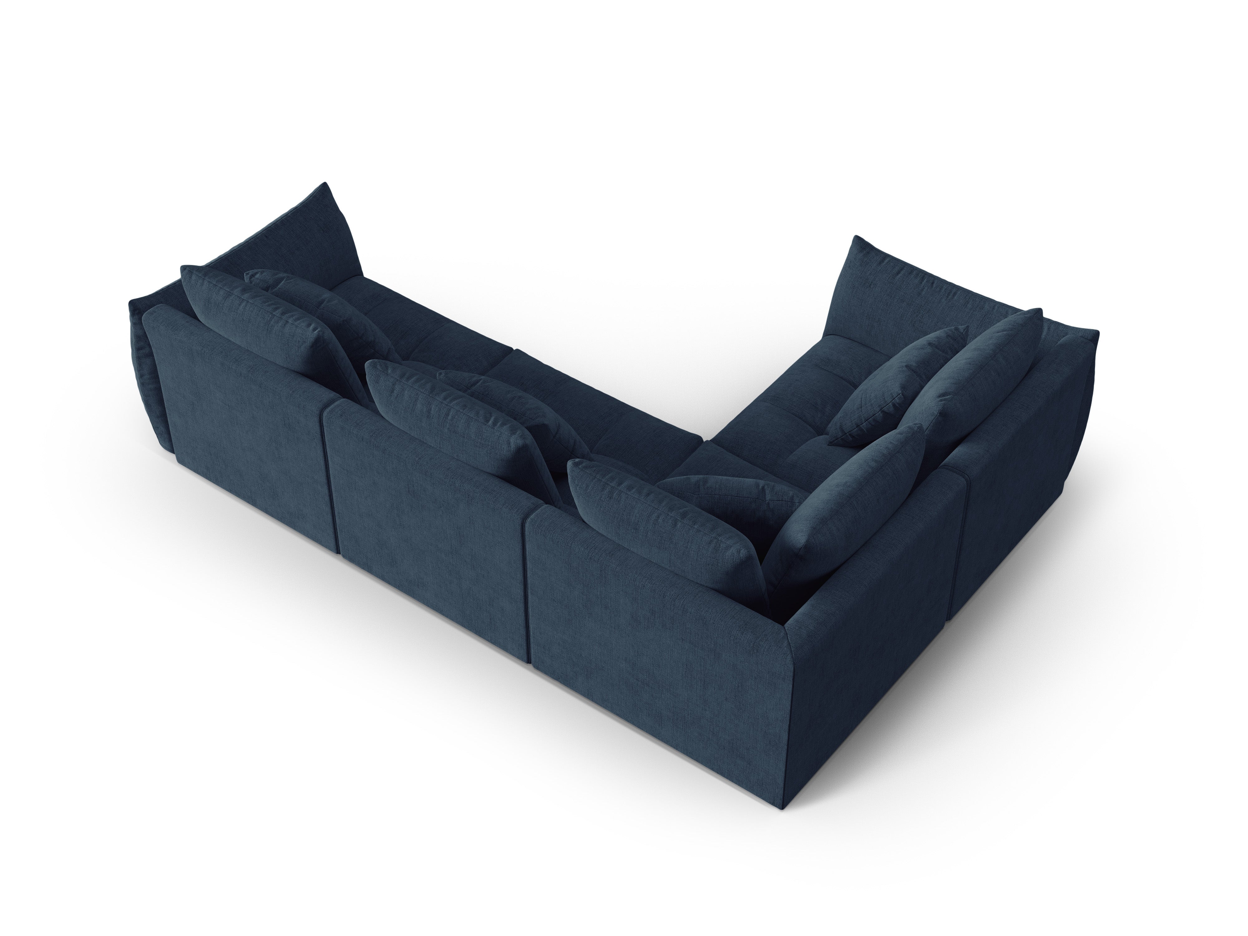 Left-facing 3-seater modular corner sofa BLOOM in navy chenille