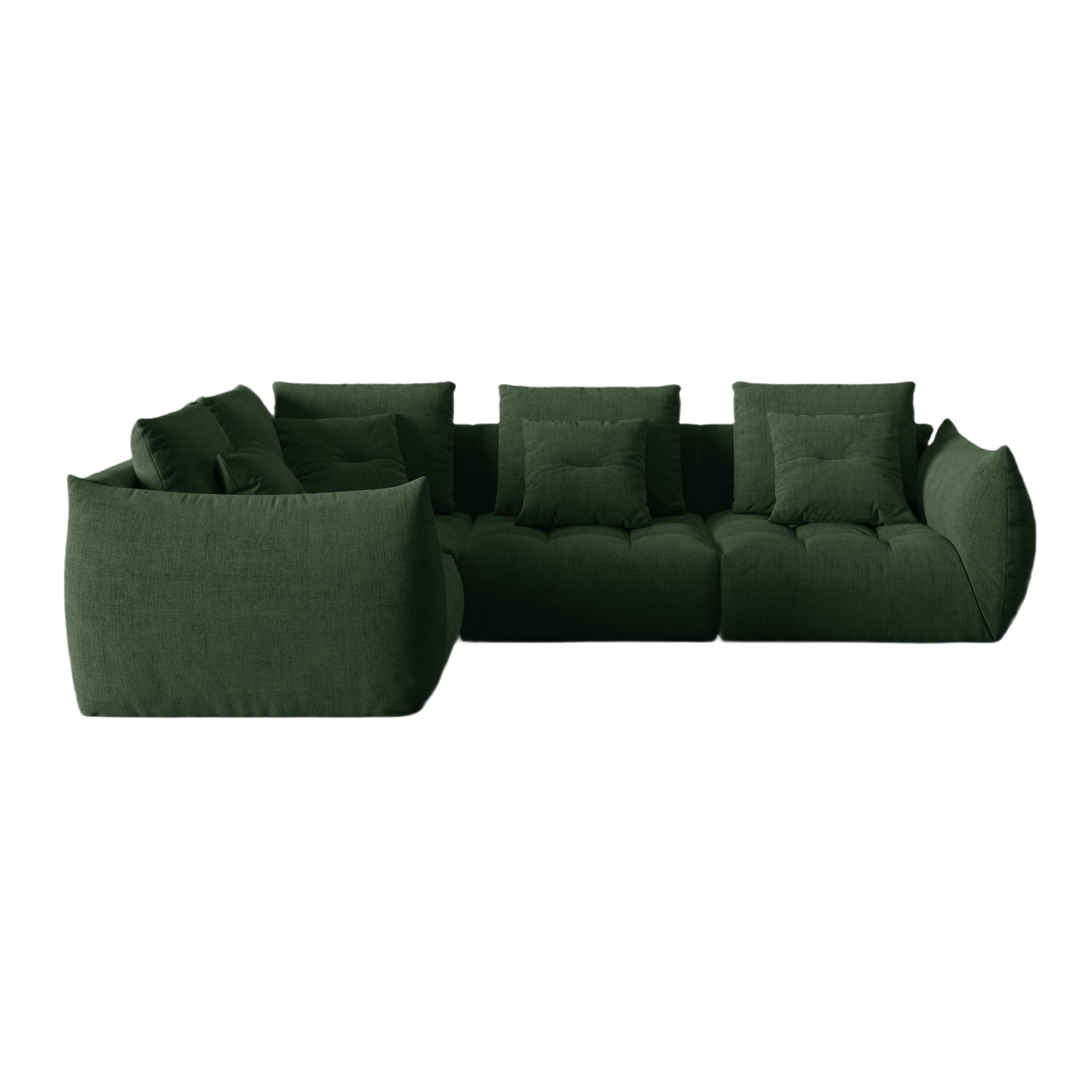 Modulares 3-Sitzer-Ecksofa links BLOOM grün Chenille