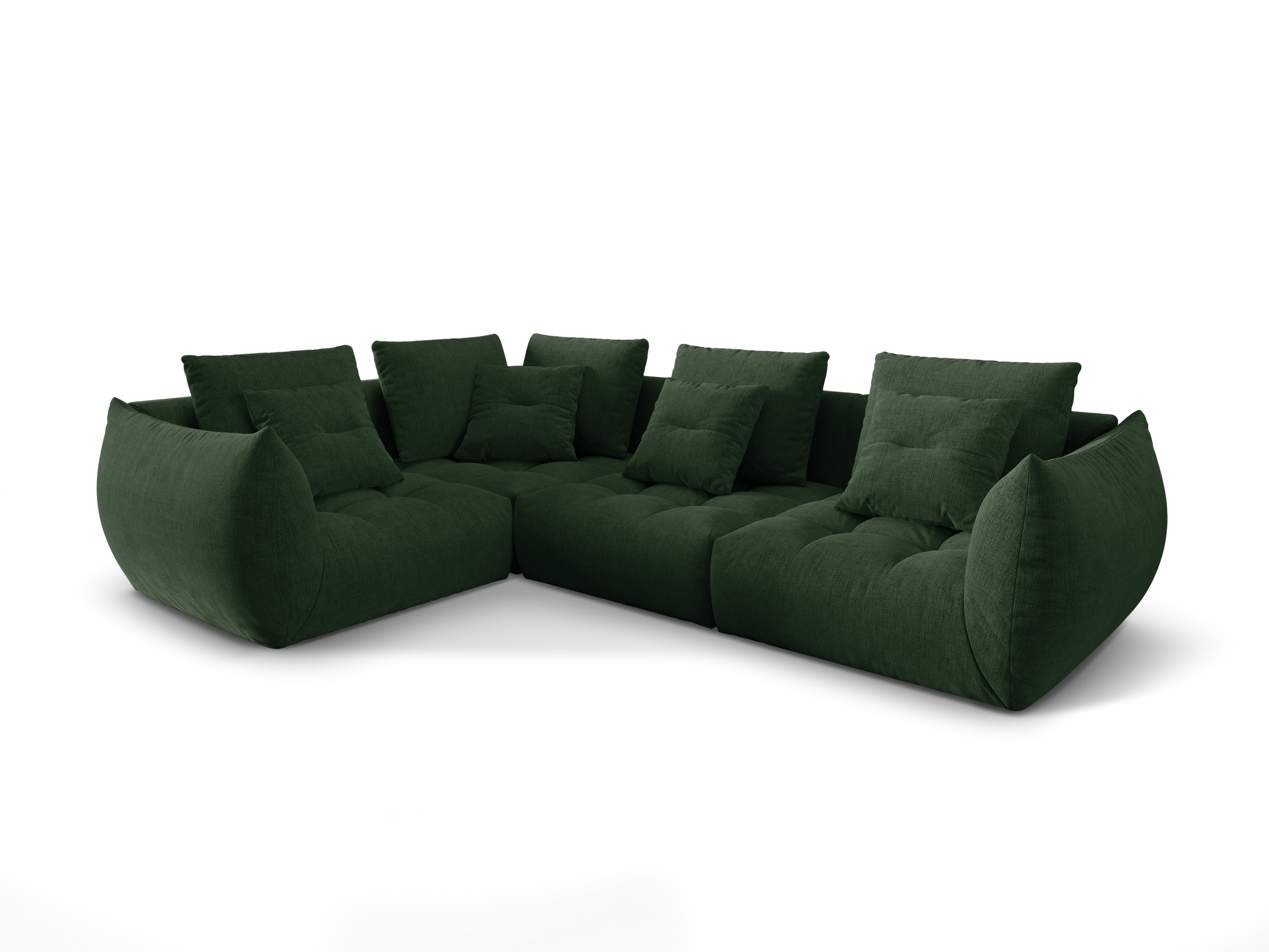 Modulares 3-Sitzer-Ecksofa links BLOOM grün Chenille