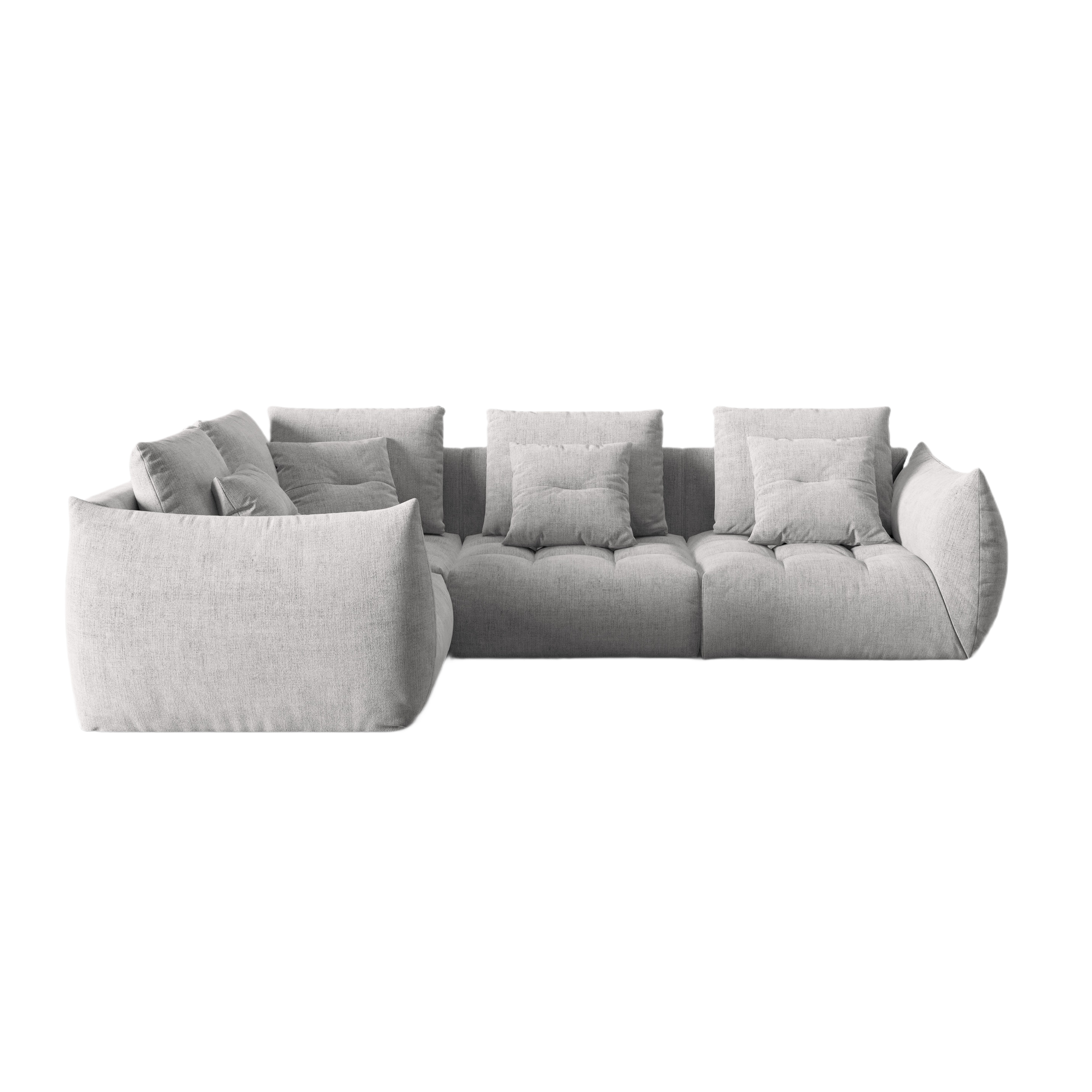 Modulares 3-Sitzer-Ecksofa links BLOOM silberner Chenille
