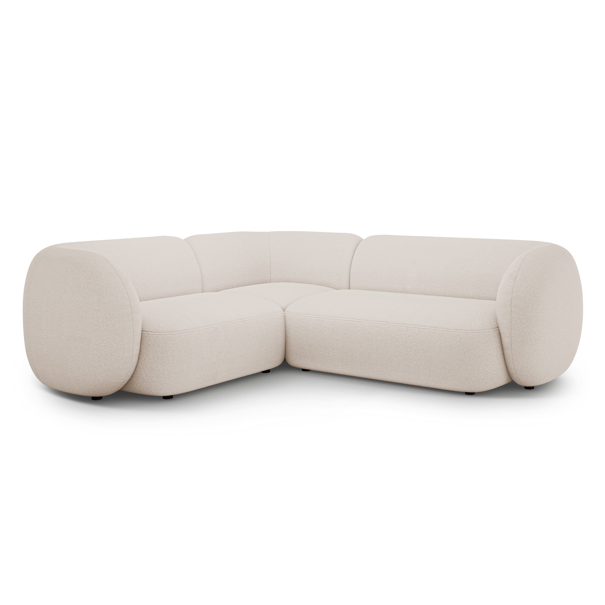 Left-sided corner sofa for 4 people KATE beige boucle