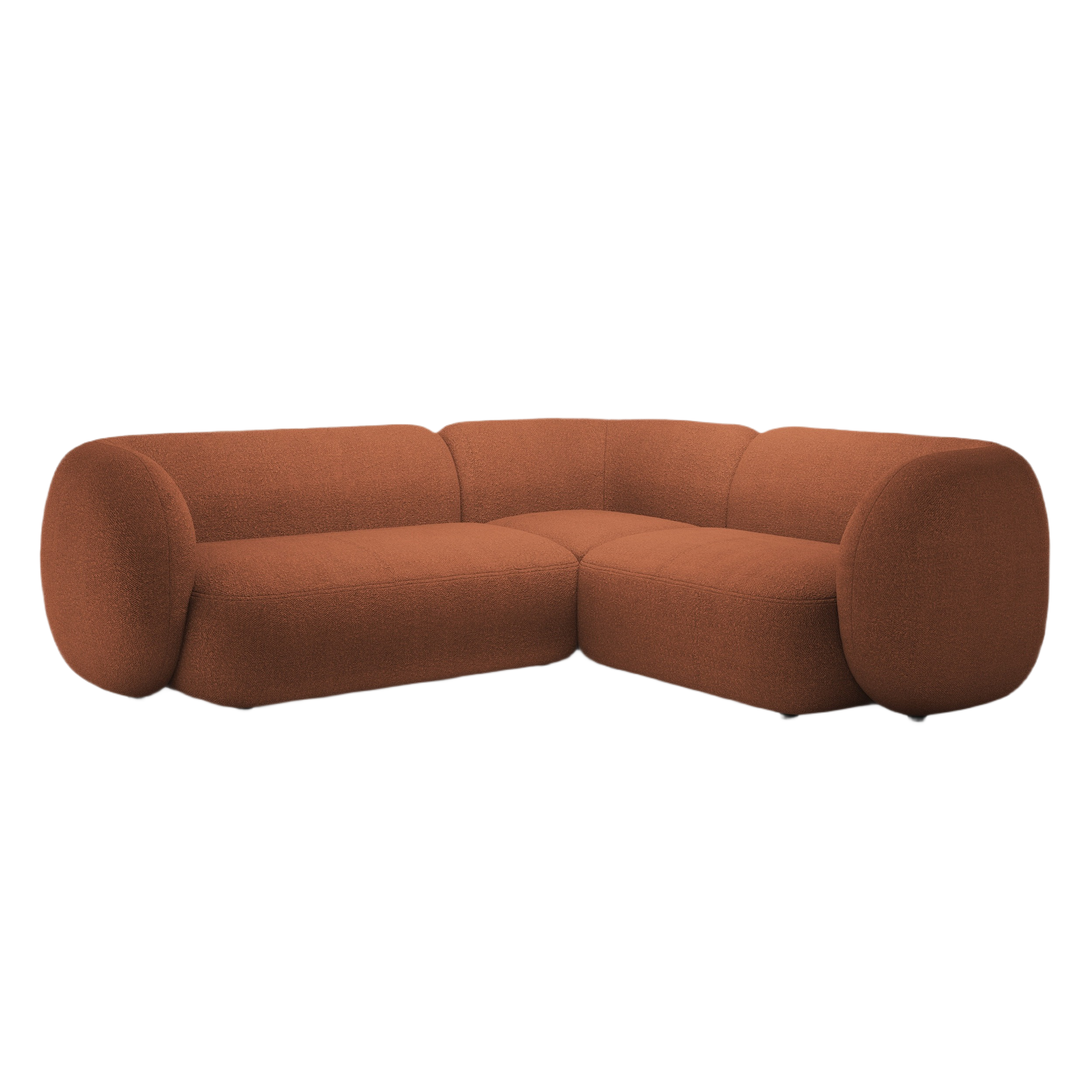 Right-facing 4-seater sofa KATE terracotta boucle