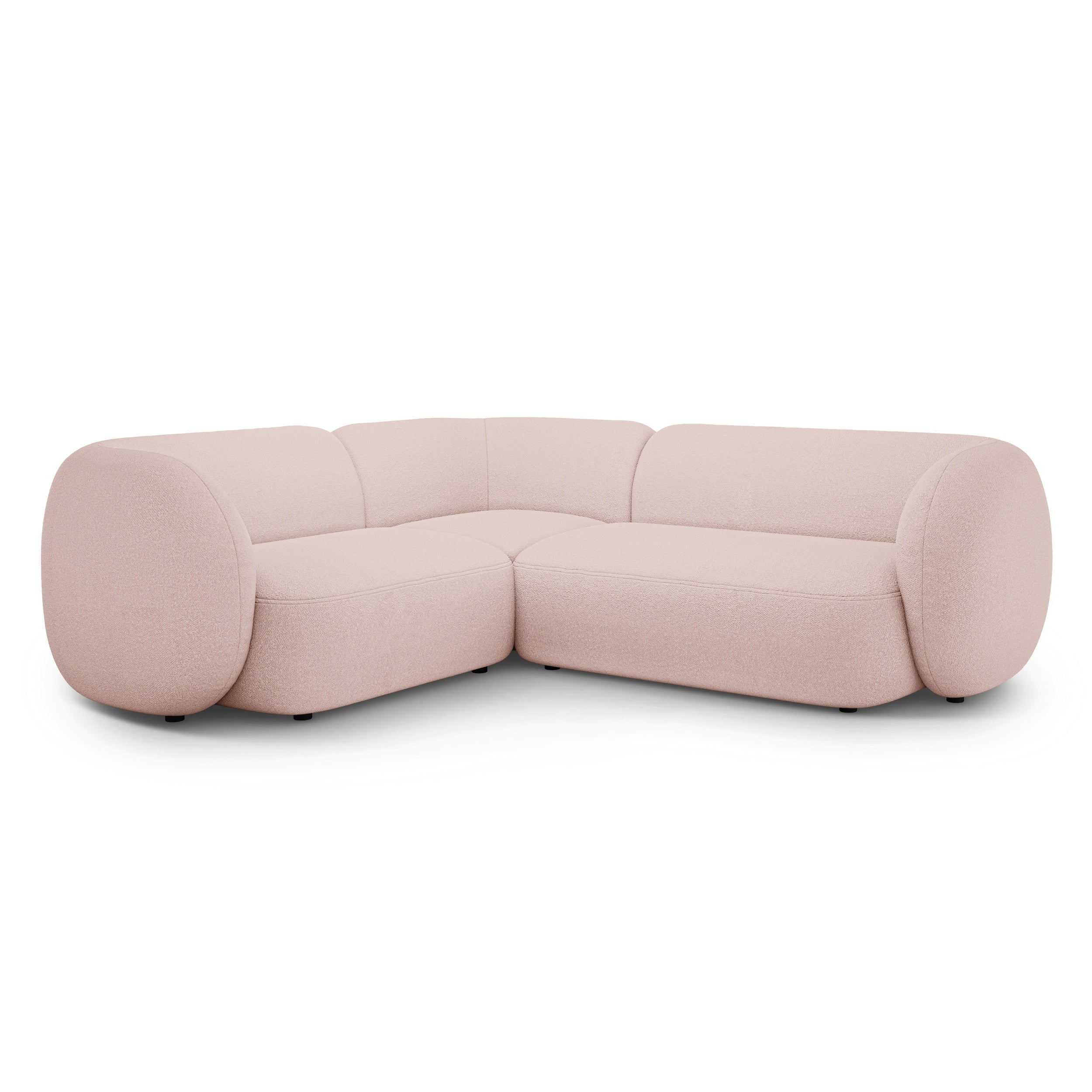 Linksseitige 4-Sitzer-Eckcouch KATE in rosa Boucle