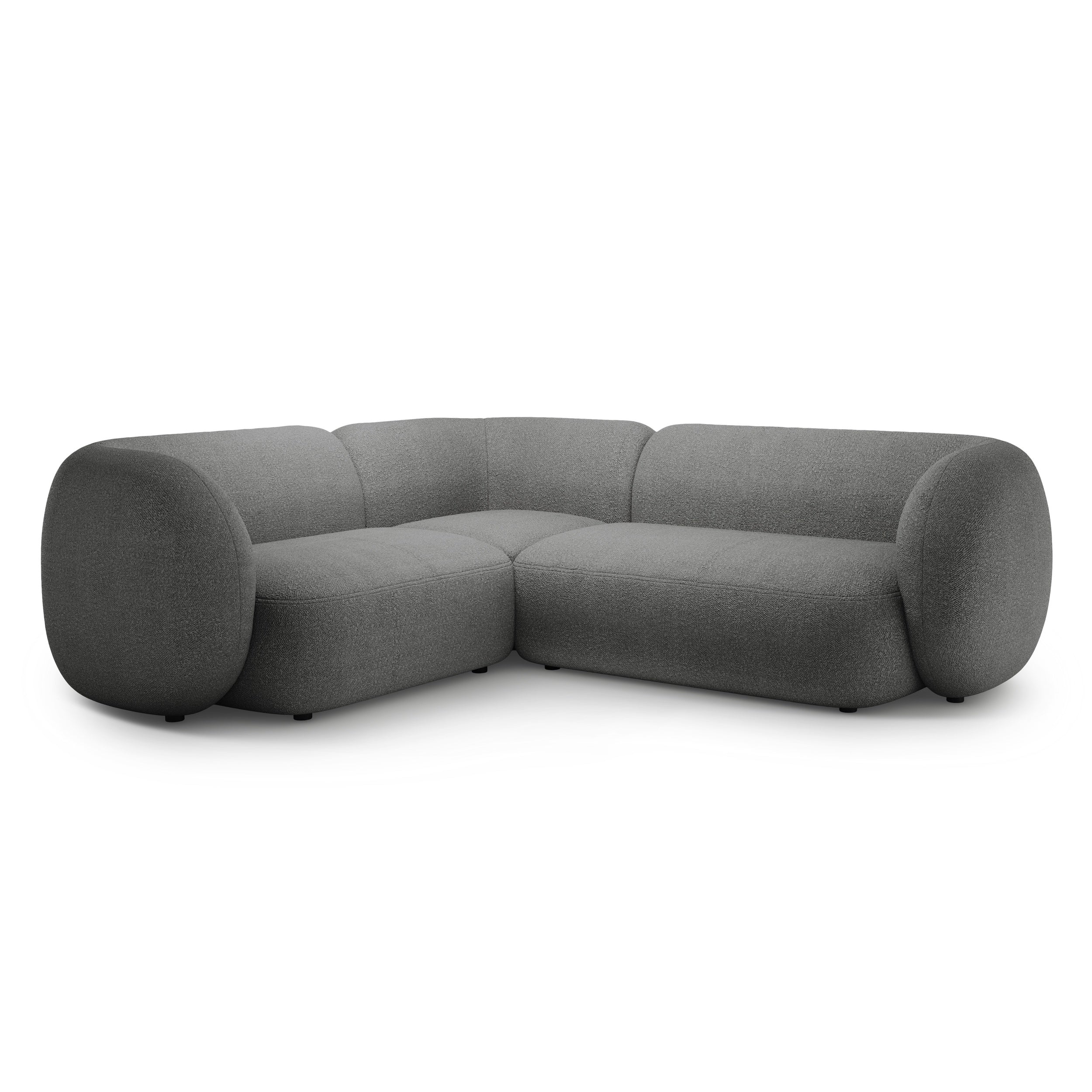 Left-sided corner sofa for 4 people KATE dark gray boucle