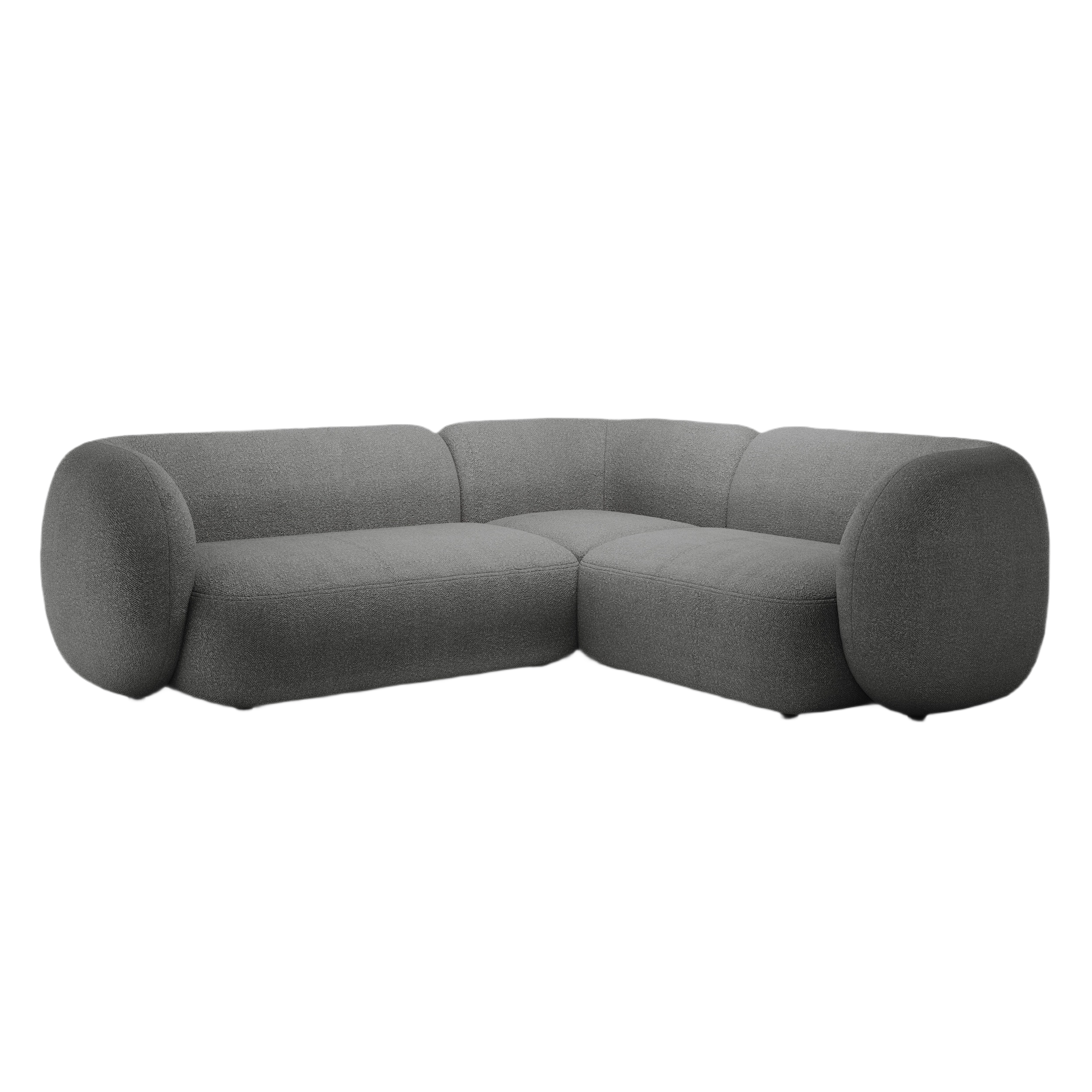 Right-facing 4-seater corner sofa KATE dark gray boucle