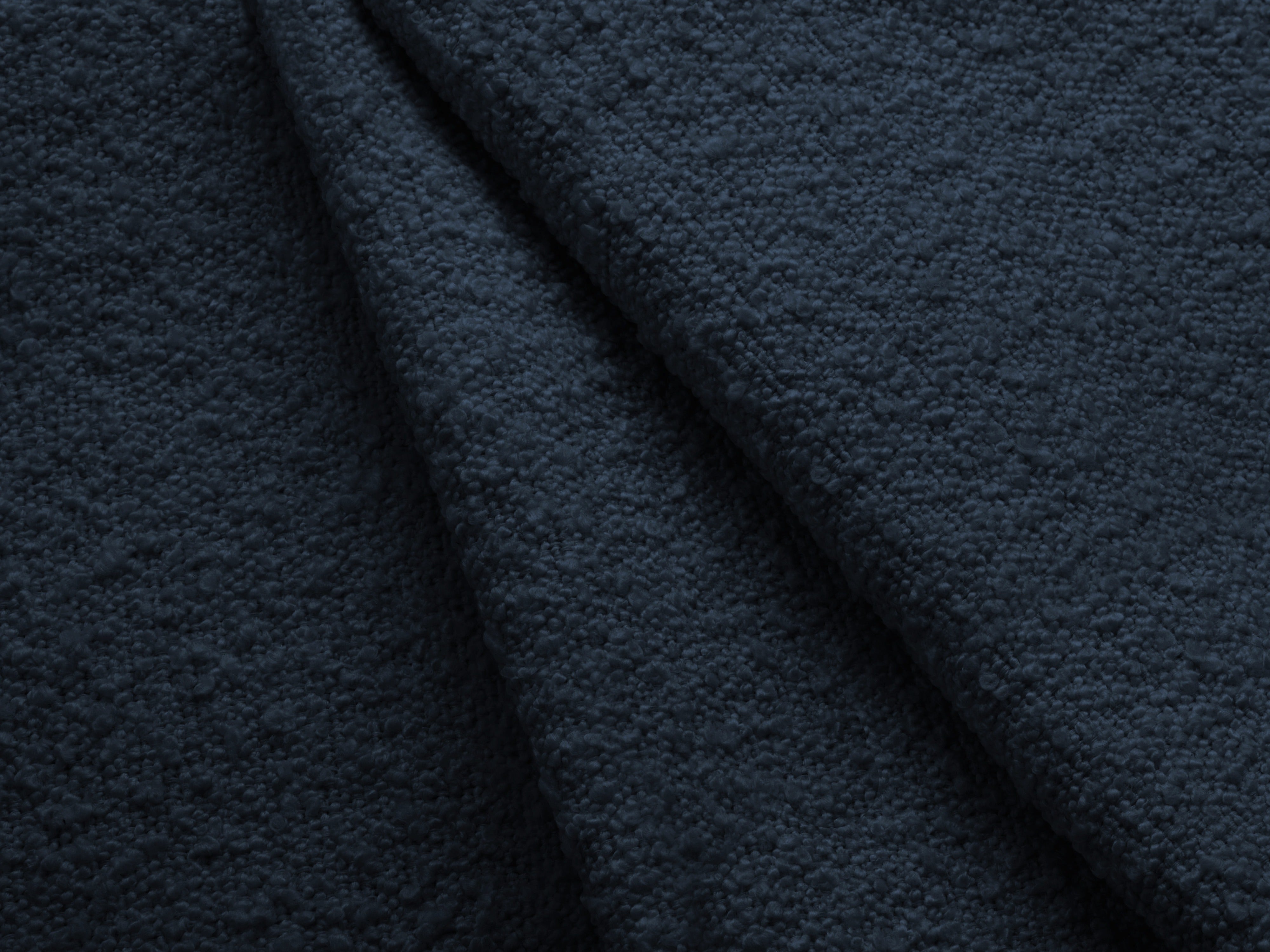 Right-facing 4-seater corner sofa KATE in navy blue boucle