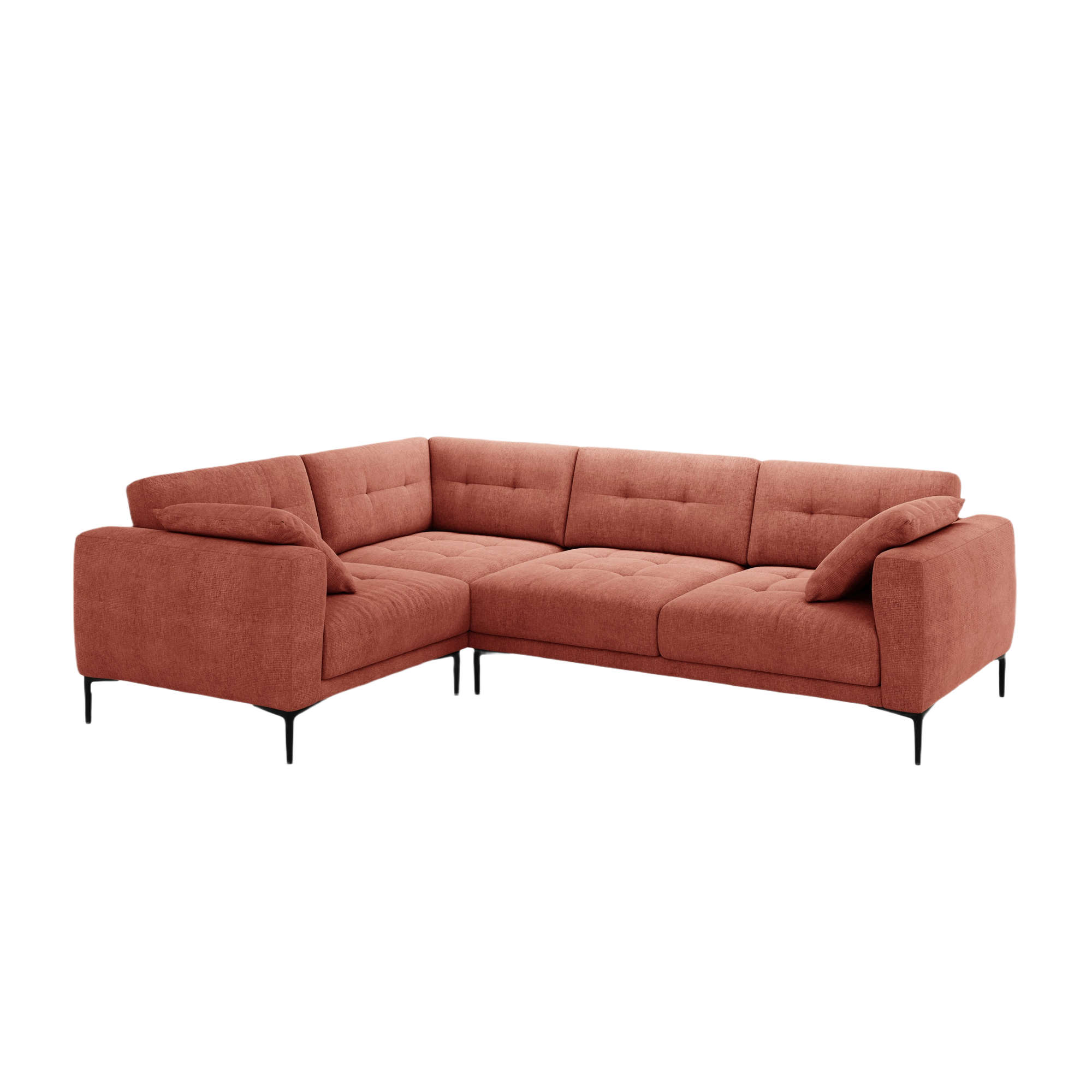 Left-facing L-shaped corner sofa BEMY coral chenille