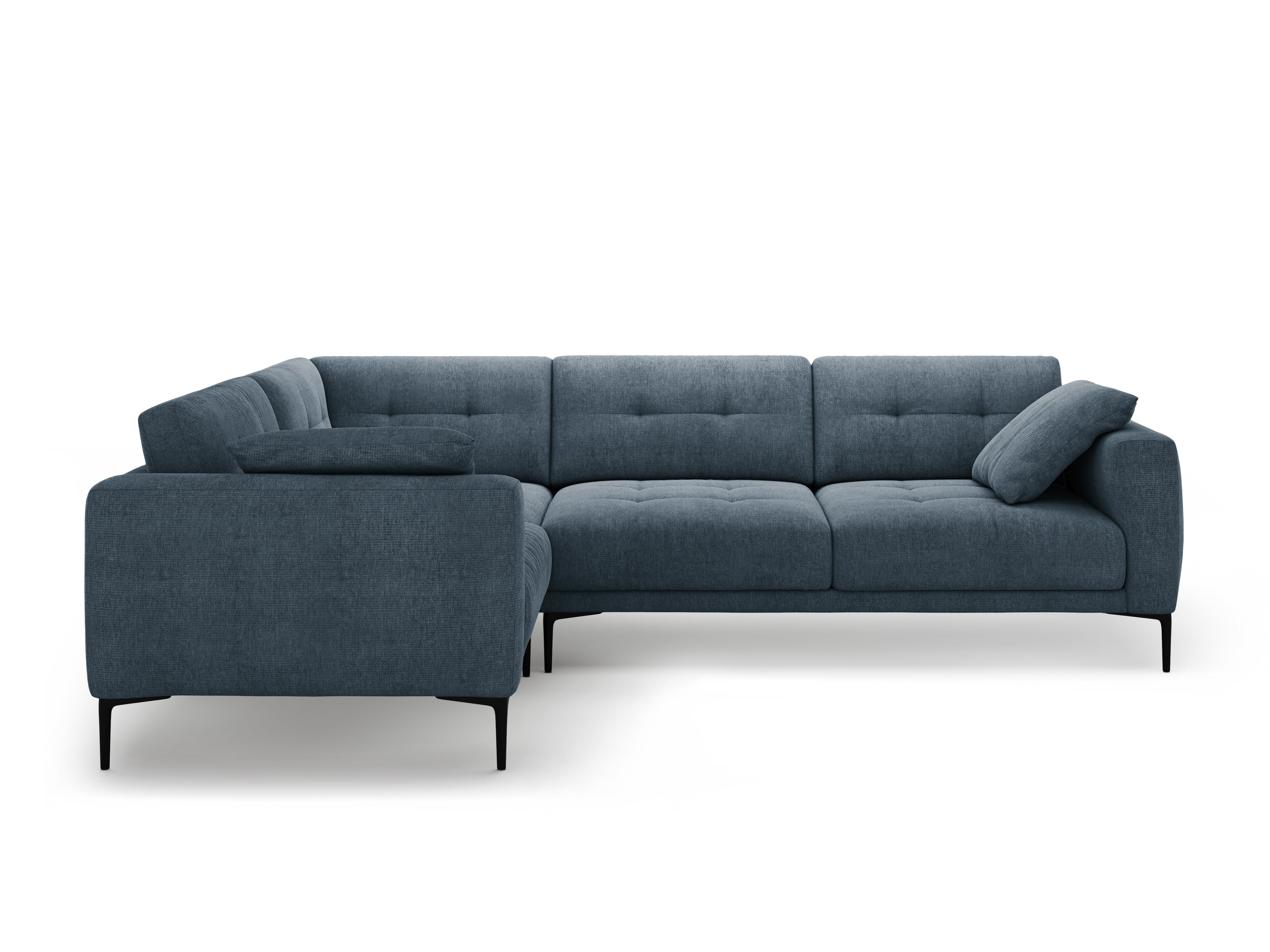 Linke L-förmige Couch BEMY in dunkelblauem Chenille