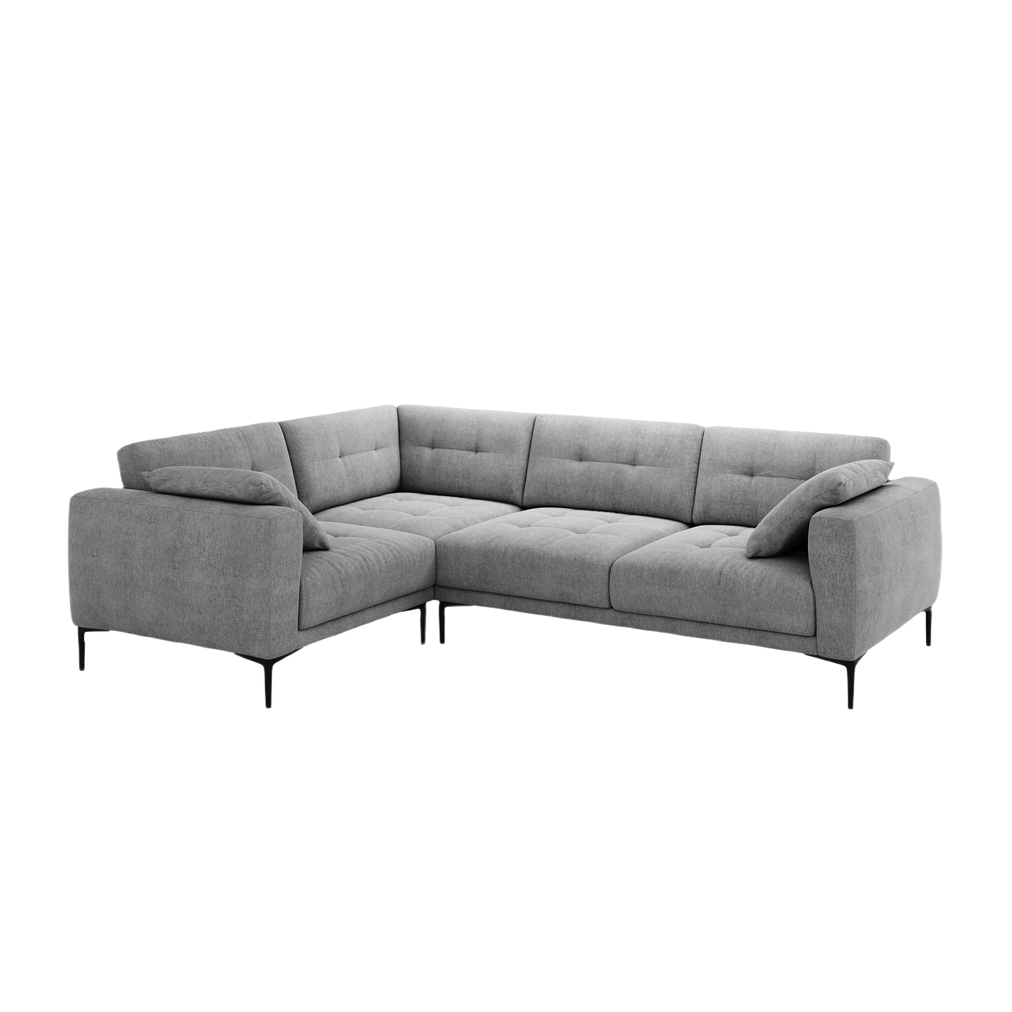 Left-facing L-shaped corner sofa BEMY gray chenille