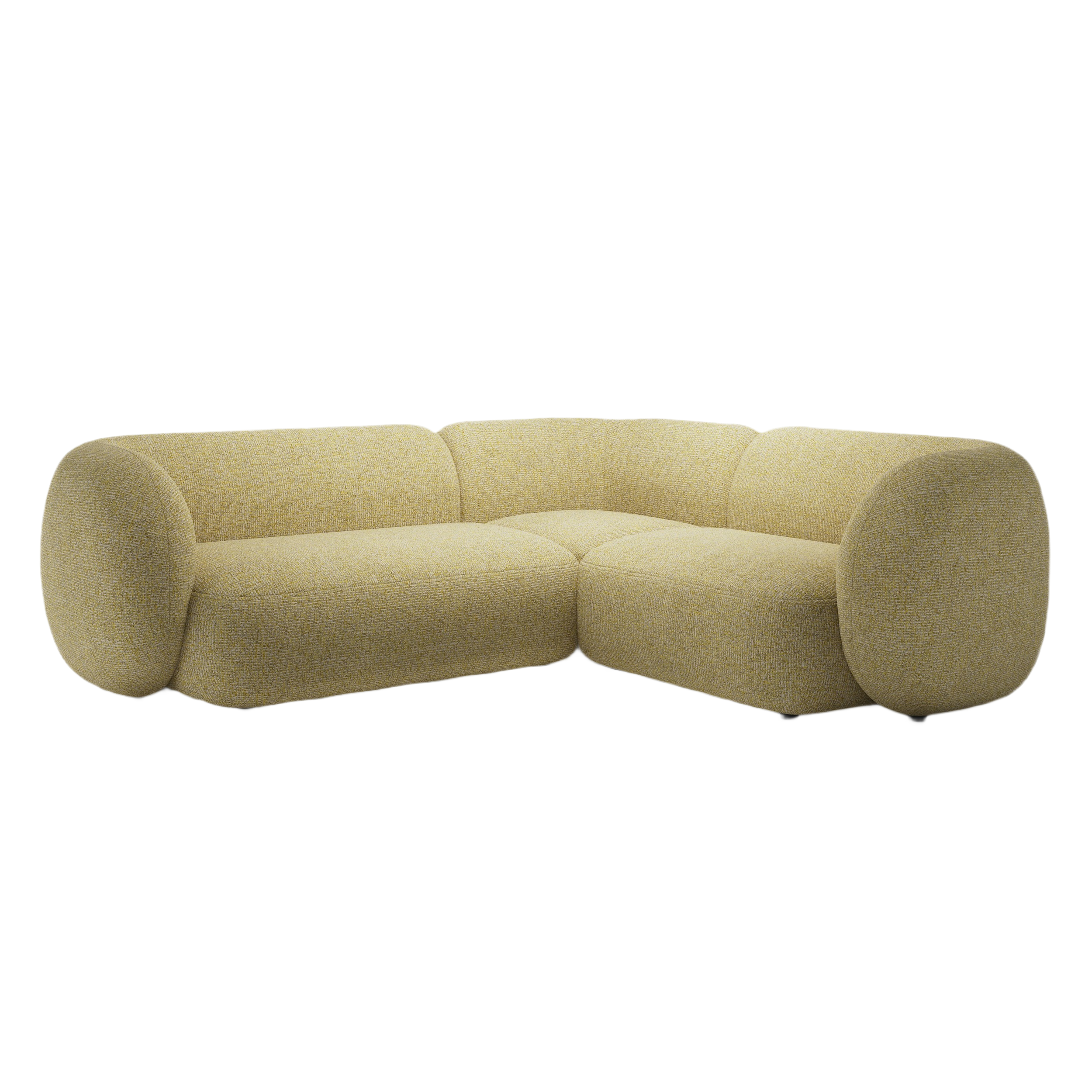 Right-facing 4-seater corner sofa KATE yellow mélange