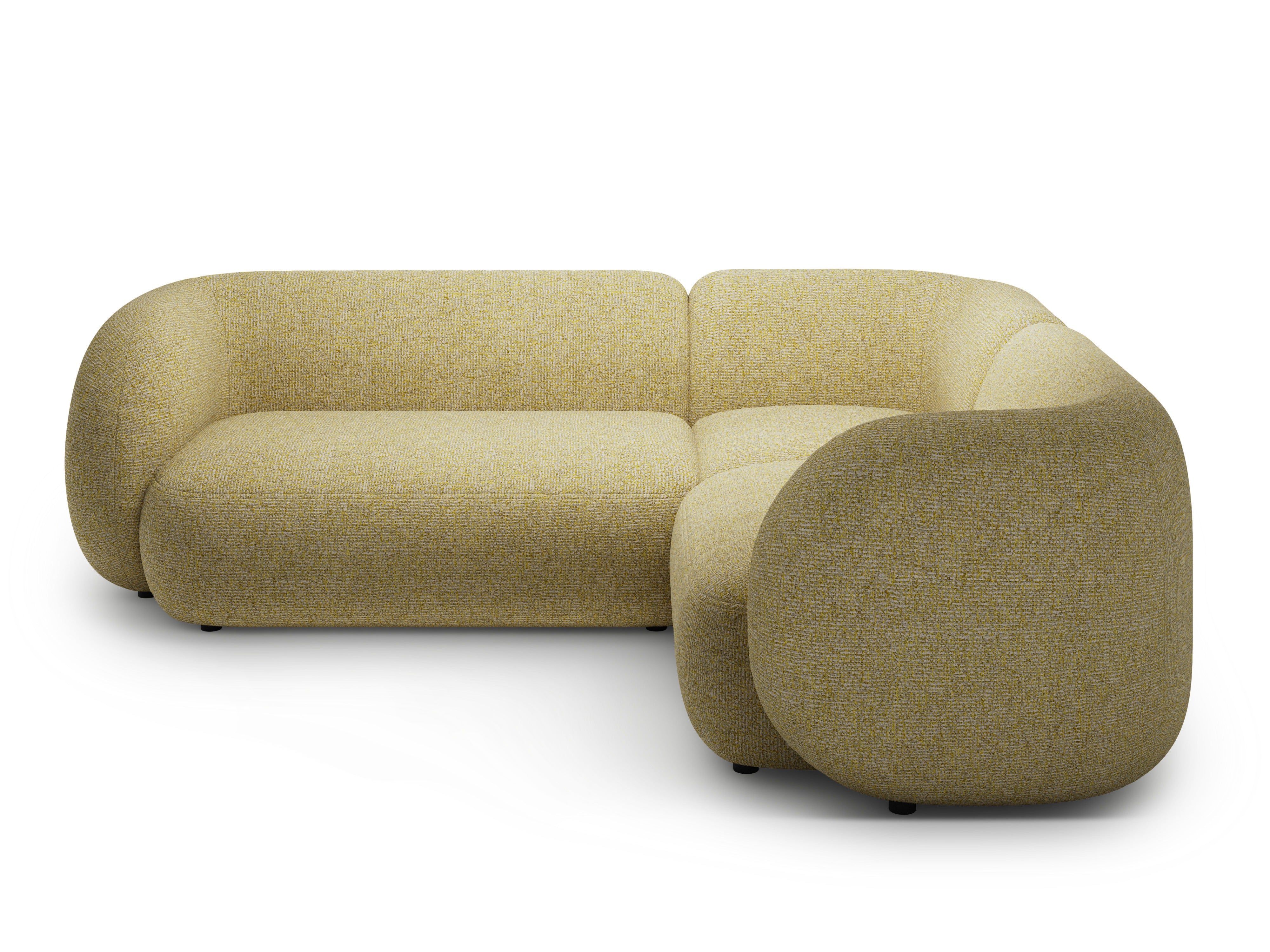 Right-facing 4-seater corner sofa KATE yellow mélange