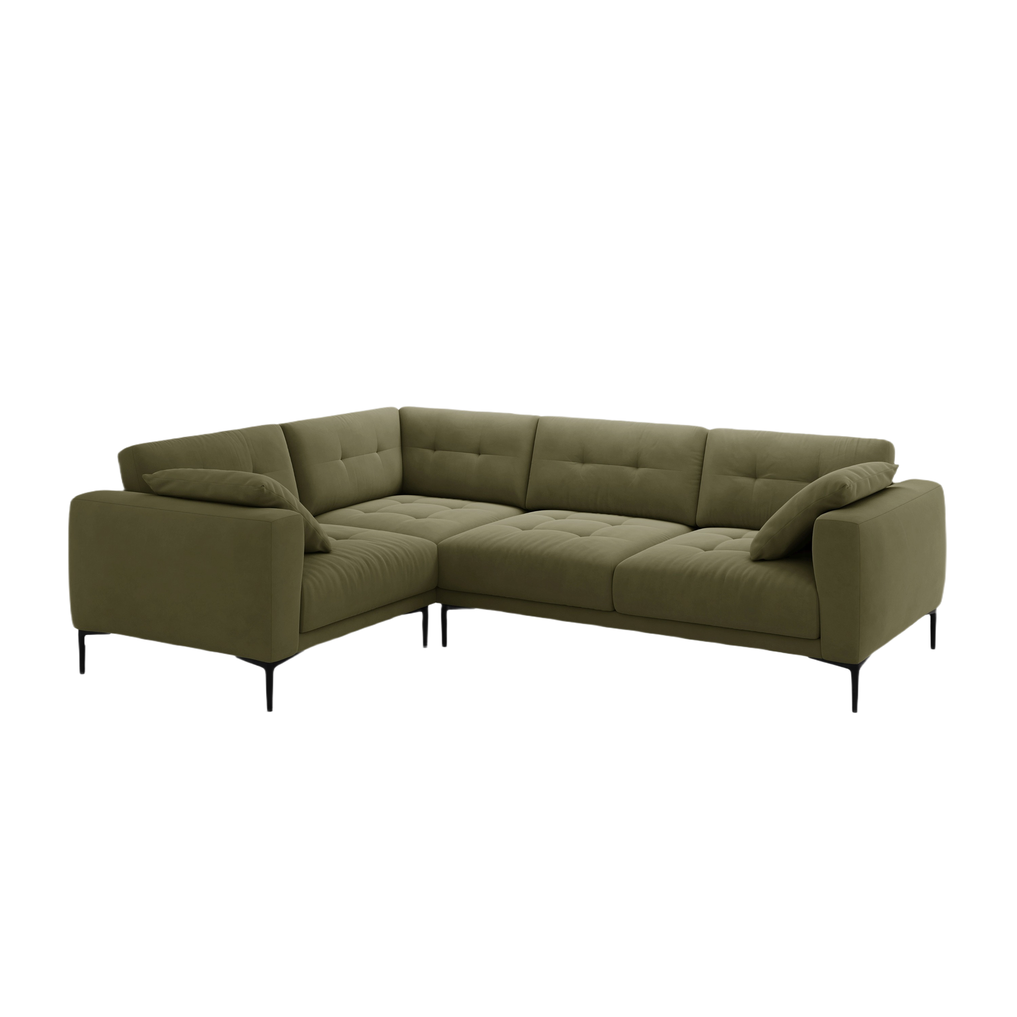 Left-facing L-shaped velvet corner sofa BEMY green