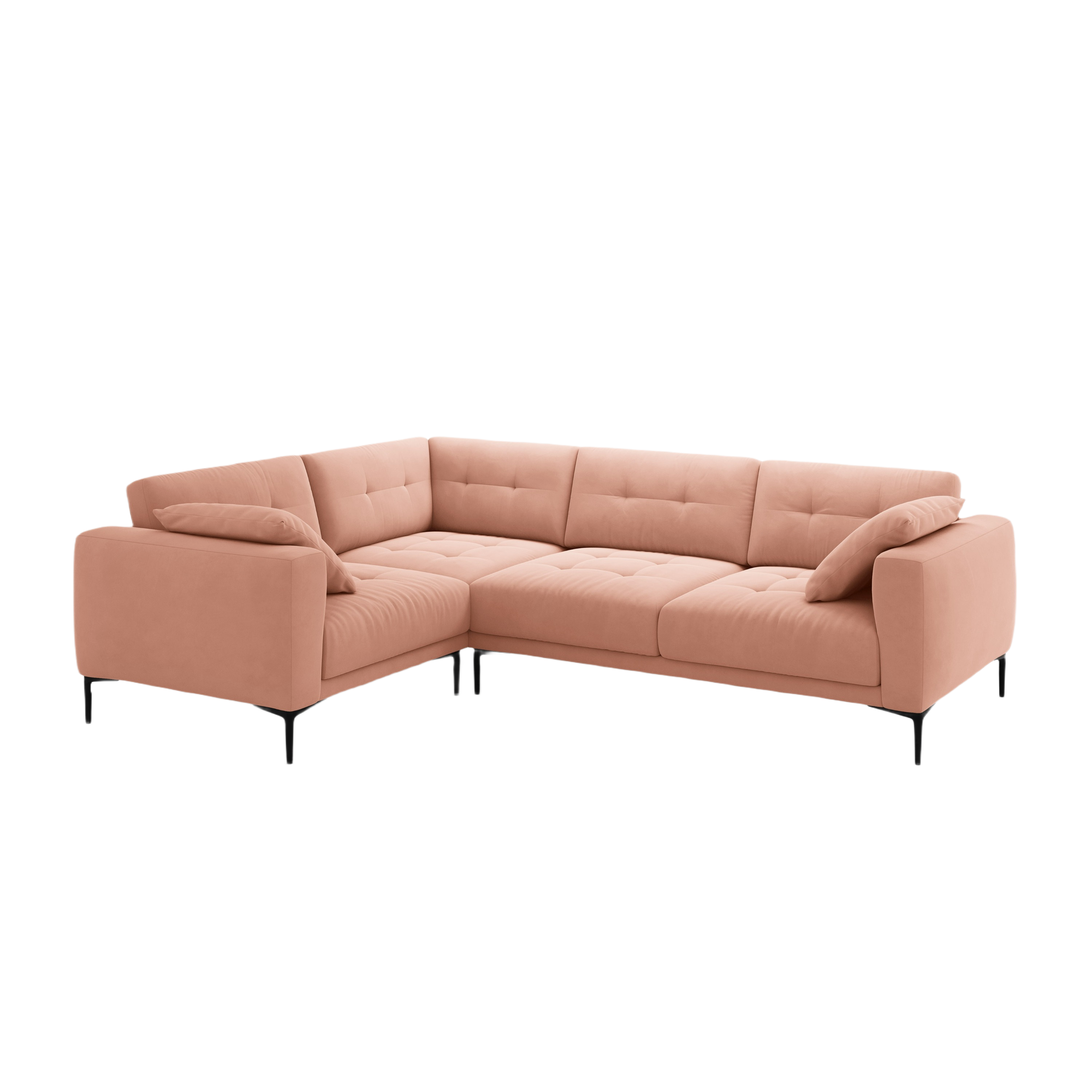 Linker L-förmiger Samtsofa BEMY in Rosa