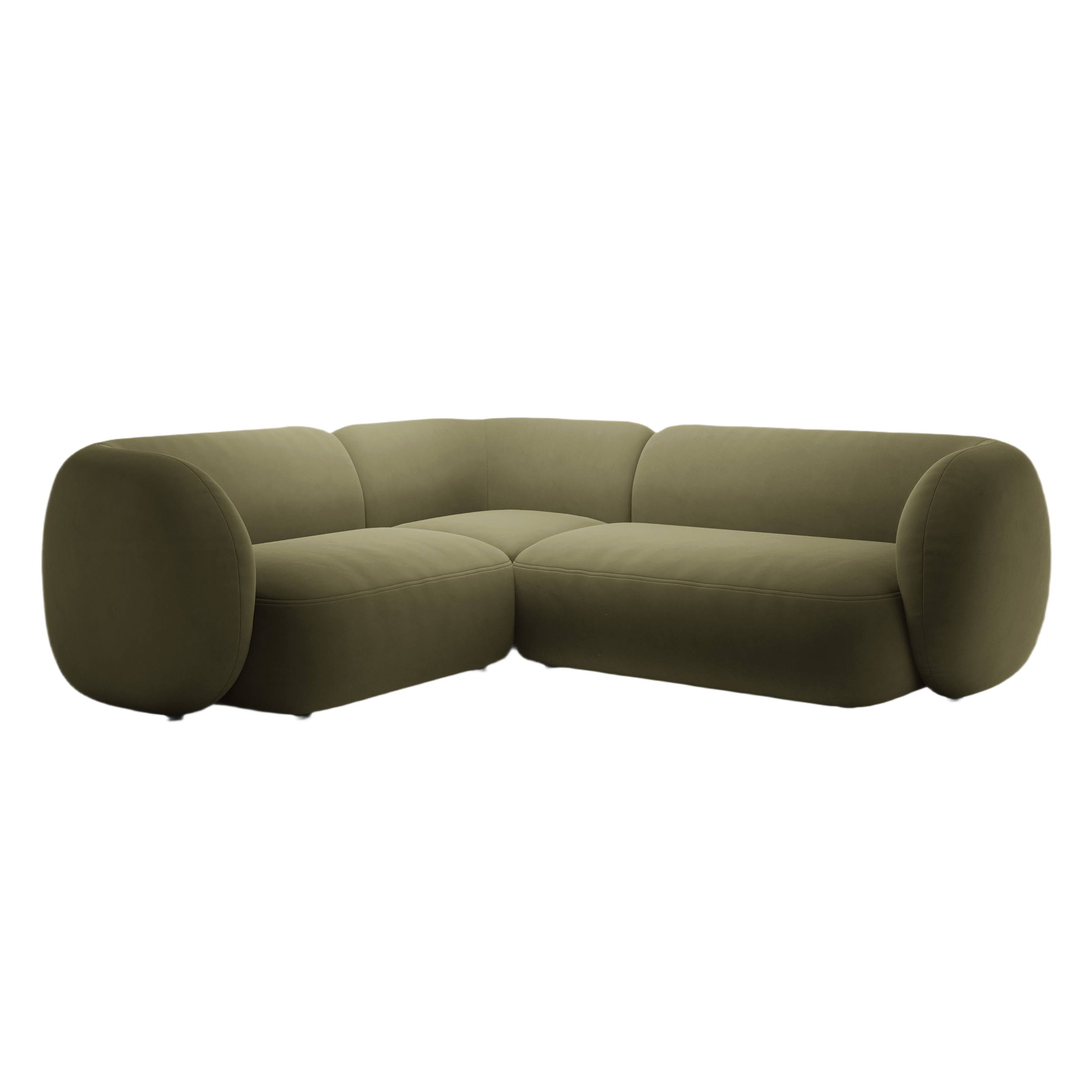 Green left-facing velvet corner sofa for 4 people KATE