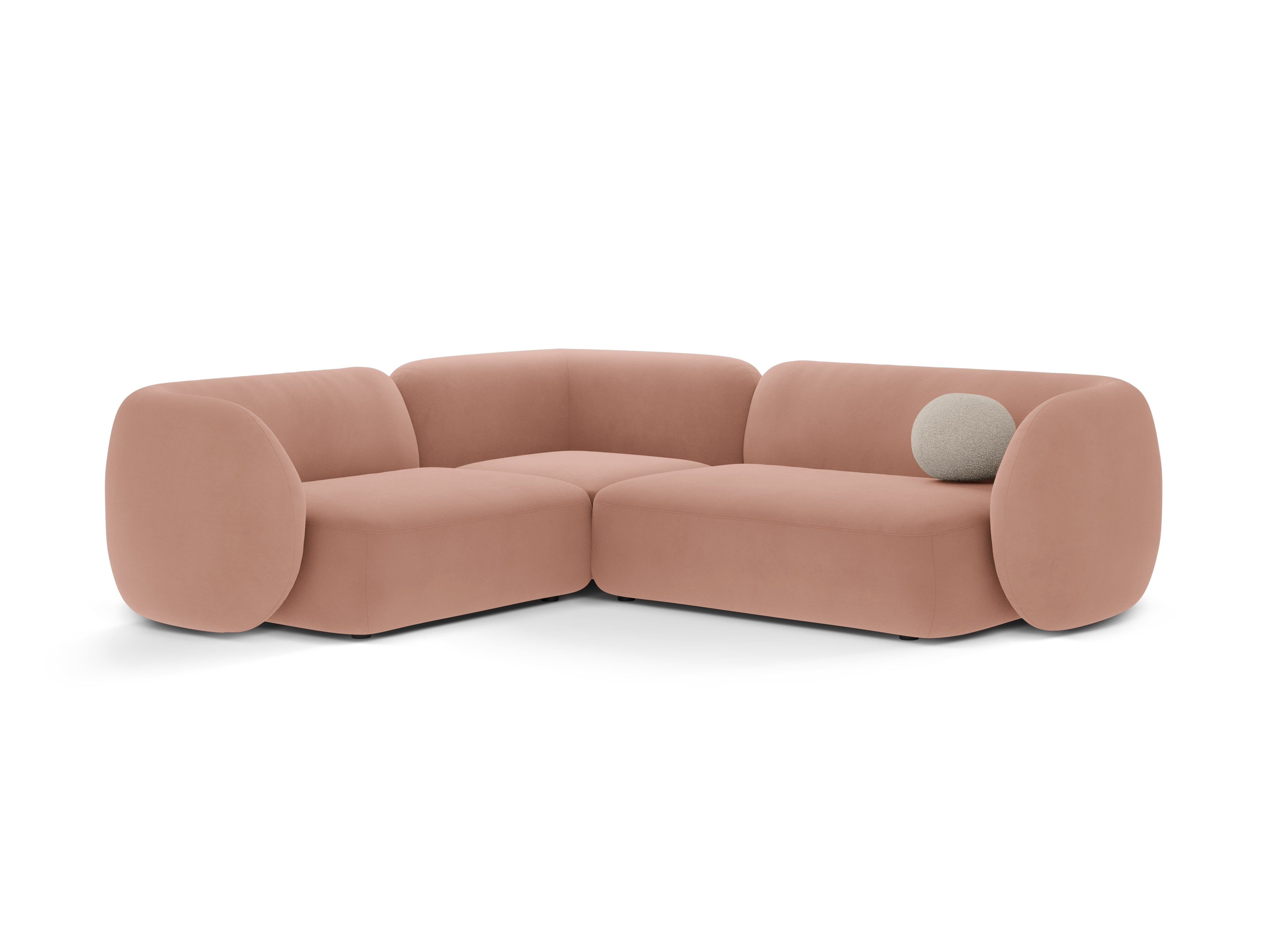 Velvet corner sofa left-sided for 4 people KATE pink