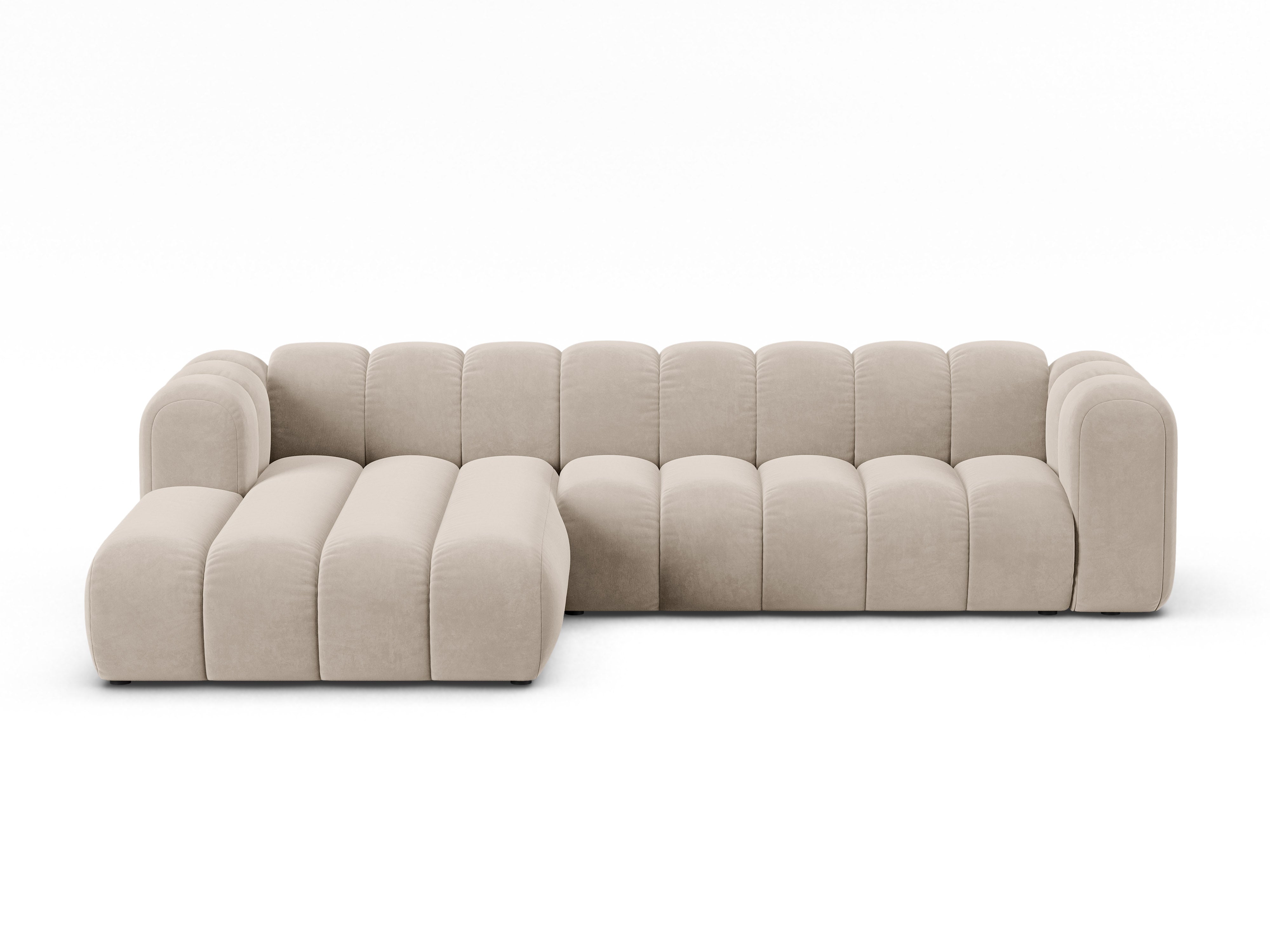 Samt-Ecksofa für 4 Personen links LUPINE beige