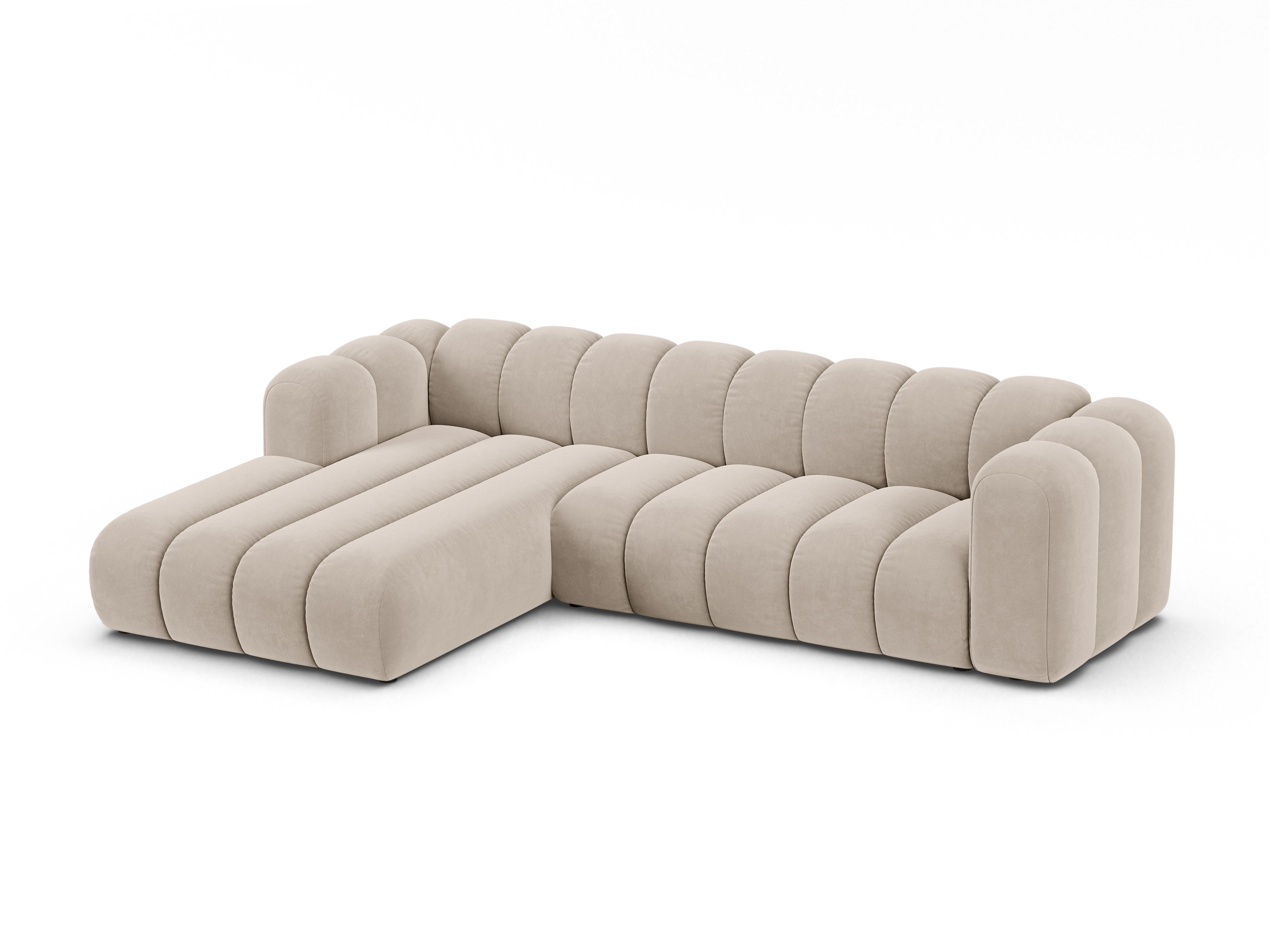 Samt-Ecksofa für 4 Personen links LUPINE beige