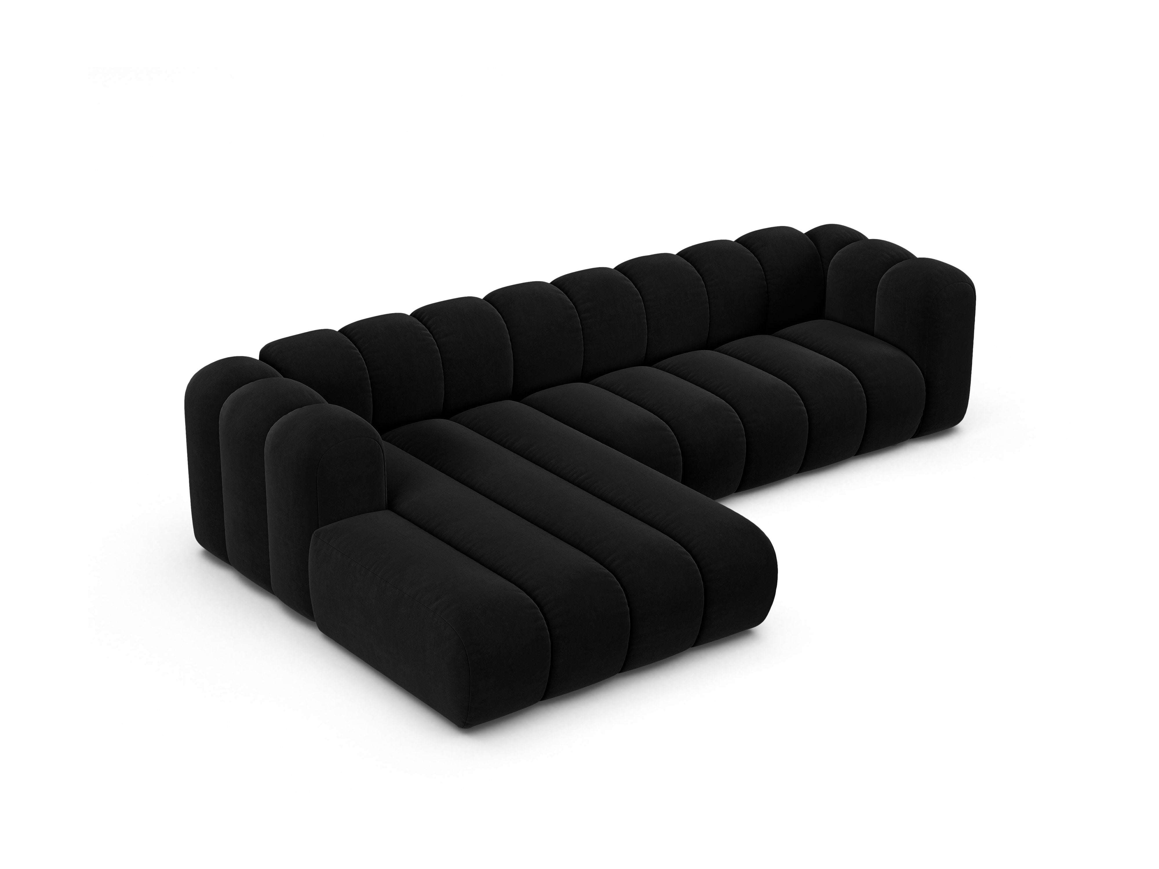 Samt-Ecksofa für 4 Personen links LUPINE schwarz