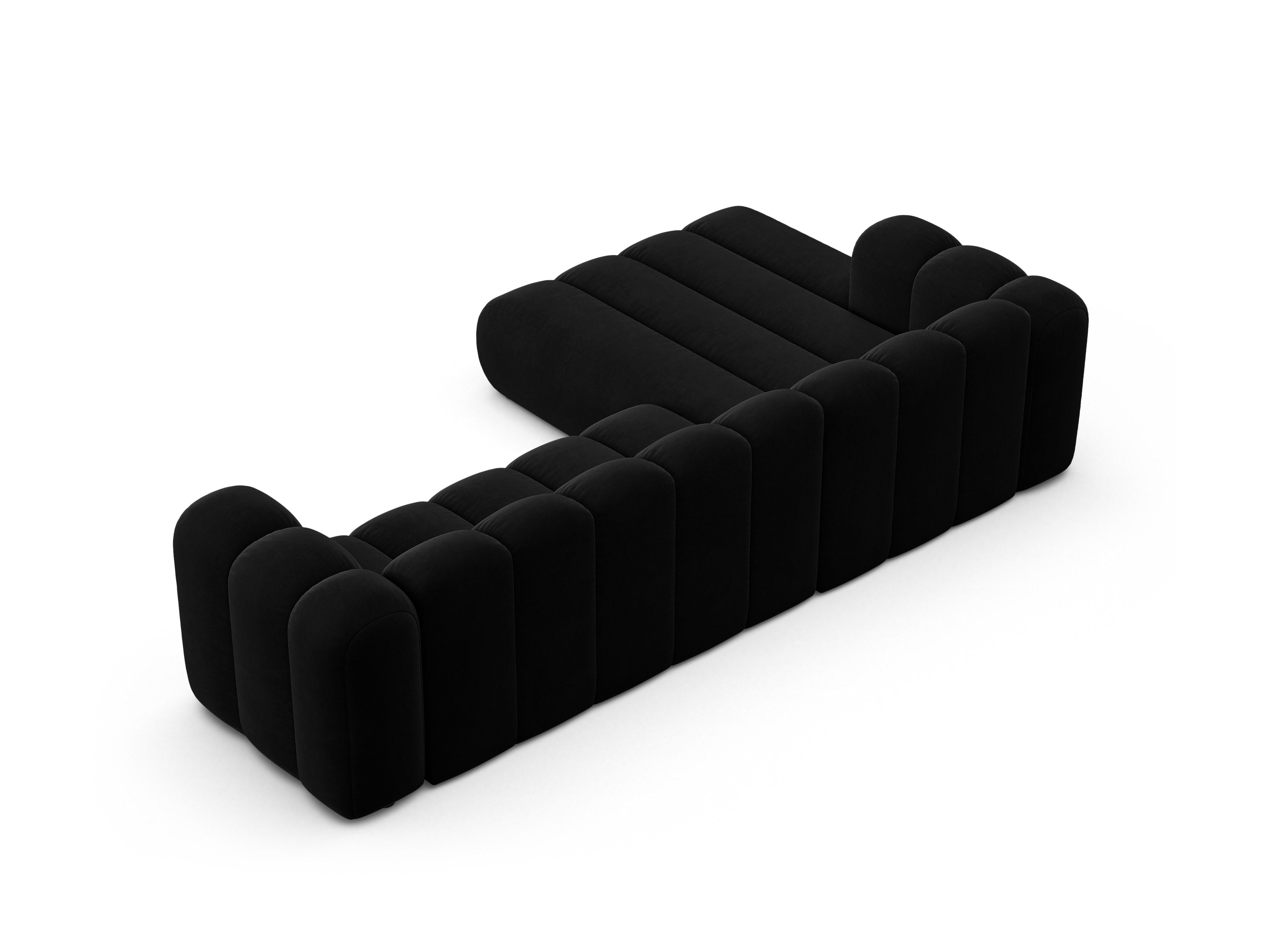 Samt-Ecksofa für 4 Personen links LUPINE schwarz